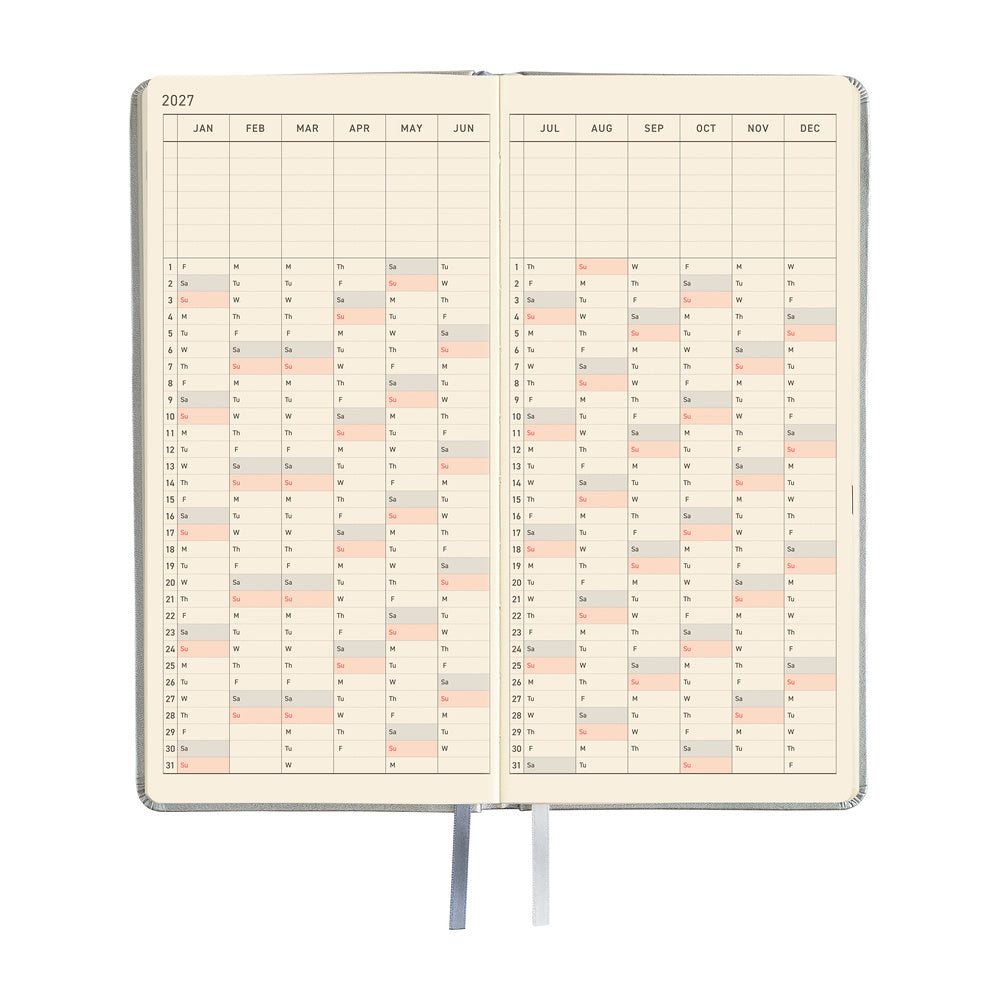 Hobonichi - Weeks Leather: Noble Silver - 2027-Planner-DutchMills