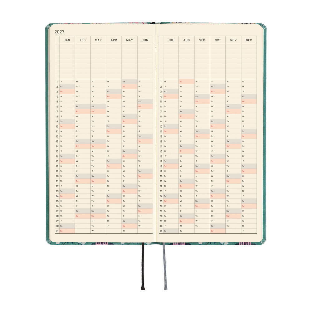 Hobonichi - Weeks Yumi Kitagishi: White Cat Wallpaper - 2027-Planner-DutchMills