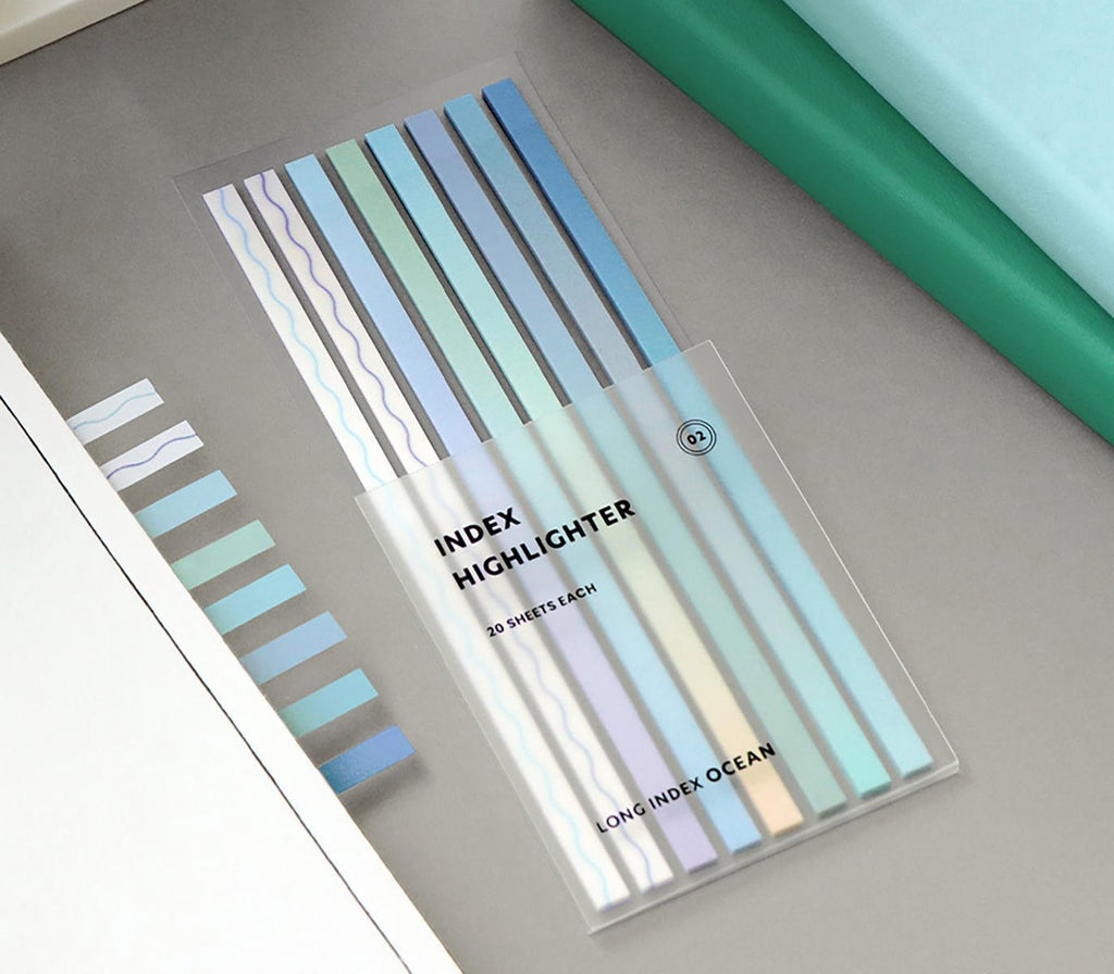 Iconic - Index Long Highlighter - 02 Ocean-Sticky Notes-DutchMills
