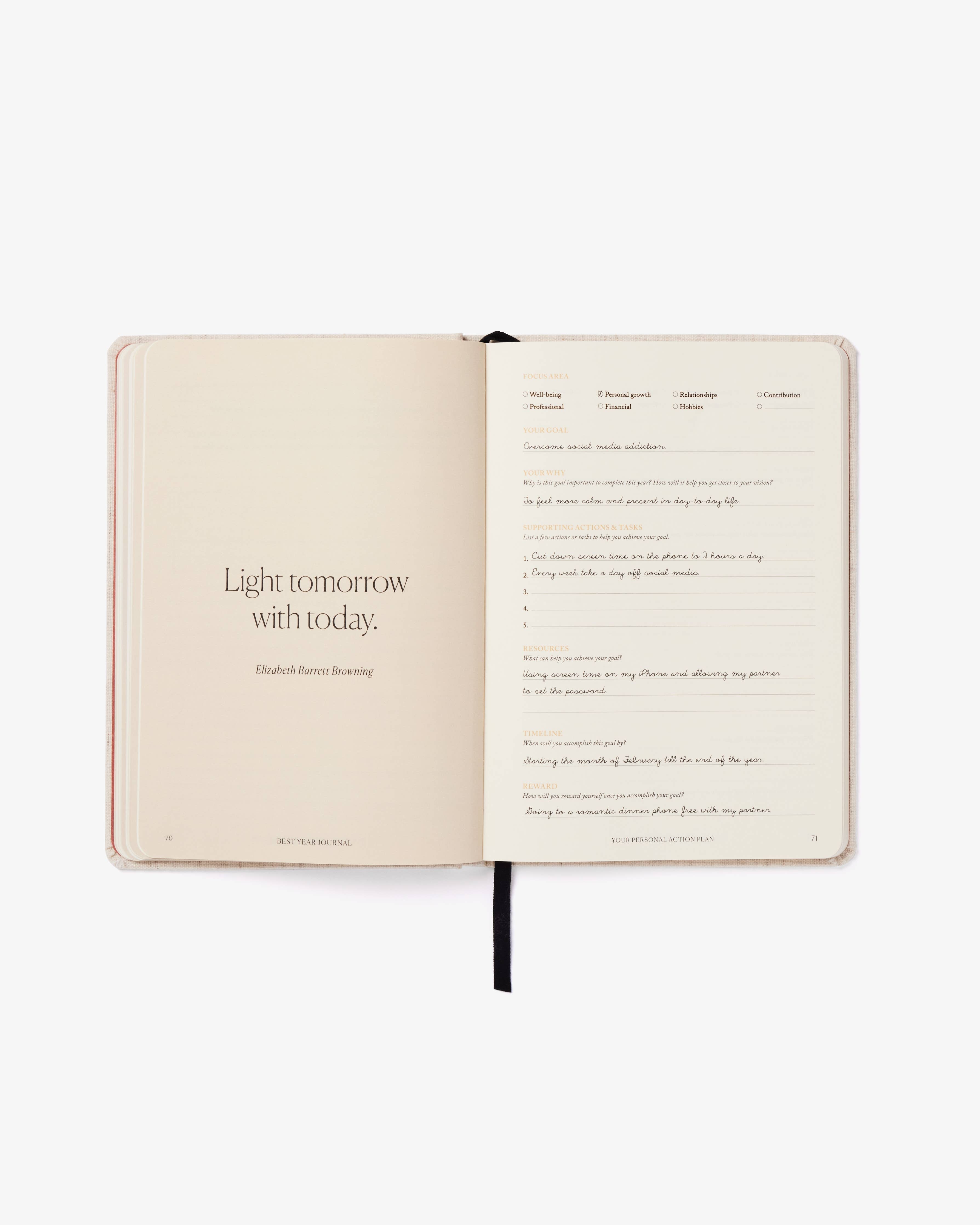 Best Year Journal Oat, guided 12-month planner goals-DutchMills