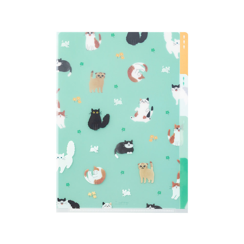 Midori - 3 Pockets Clear Folder A5 - Cats-Folder-DutchMills