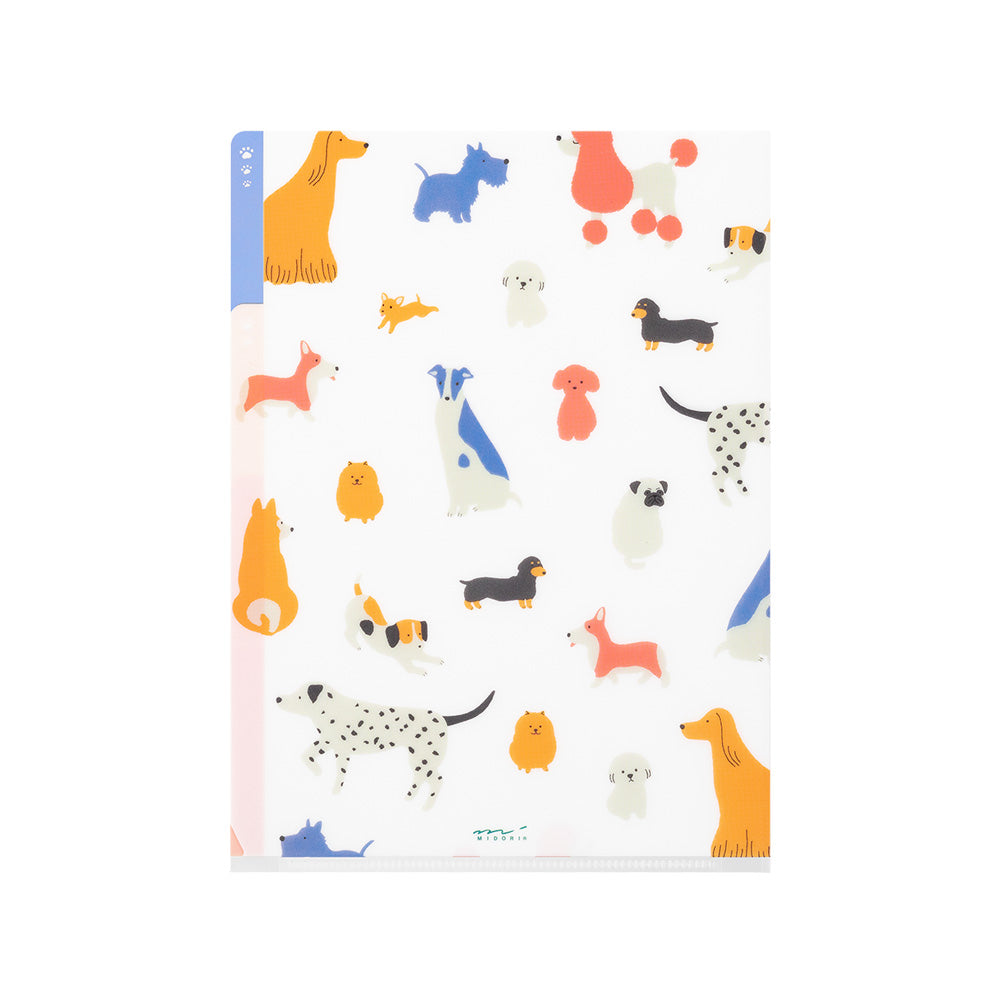 Midori - 3 Pockets Clear Folder A5 - Dogs-Folder-DutchMills