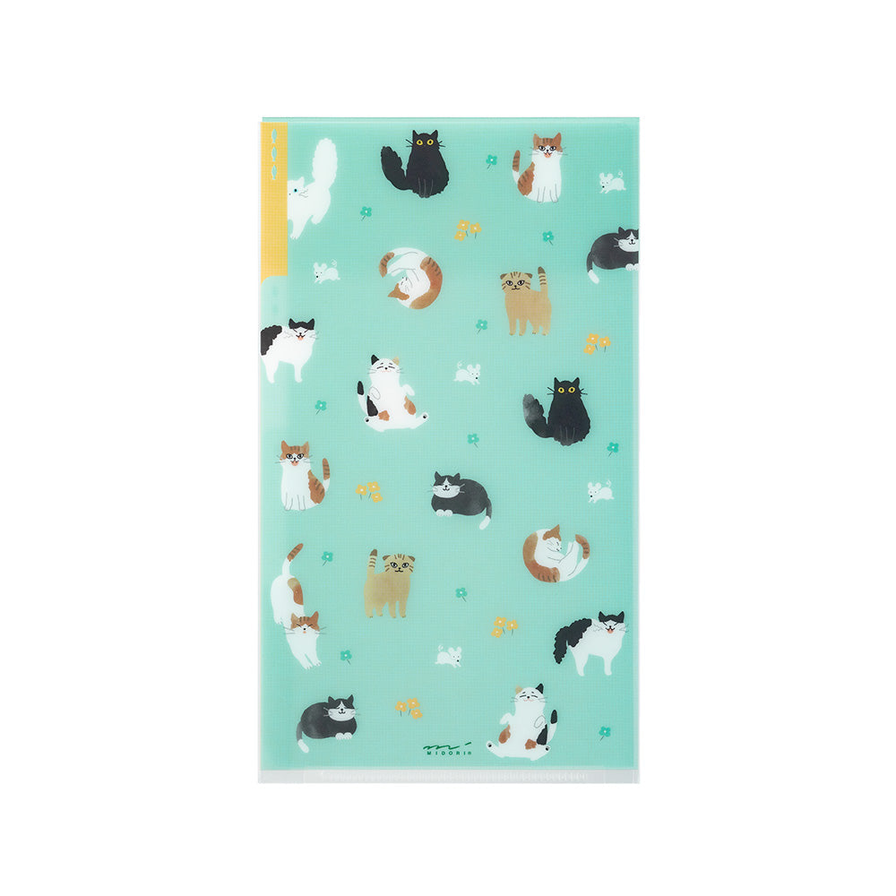 Midori - 3 Pockets Clear Folder - A5 Slim - with Flap Cats-Folder-DutchMills