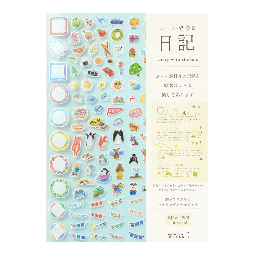Midori - Diary with Stickers Light Blue-Dagboek-DutchMills