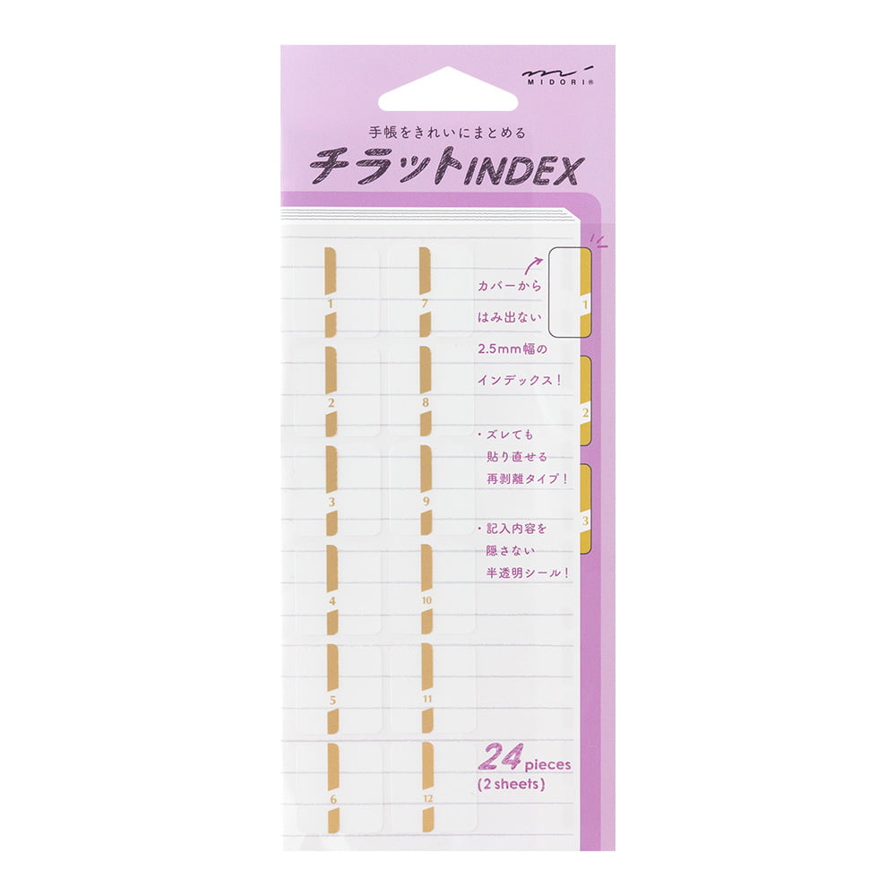 Midori - Index Label Chiratto Number Gold-Index clips-DutchMills