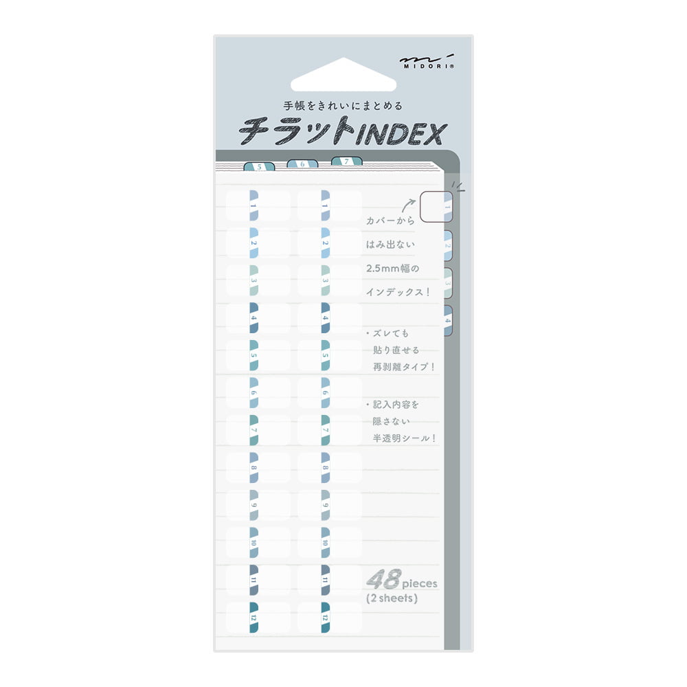 Midori - Index Label S Chiratto Numbers Blue-Index clips-DutchMills