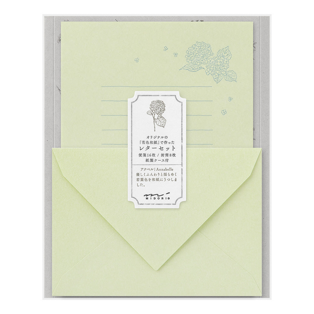 Midori - Letter Set Flower Color Washi Paper Green-Briefpapier-DutchMills