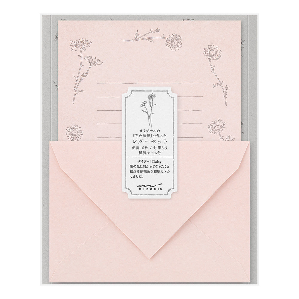 Midori - Letter Set Flower Color Washi Paper Pink-Briefpapier-DutchMills