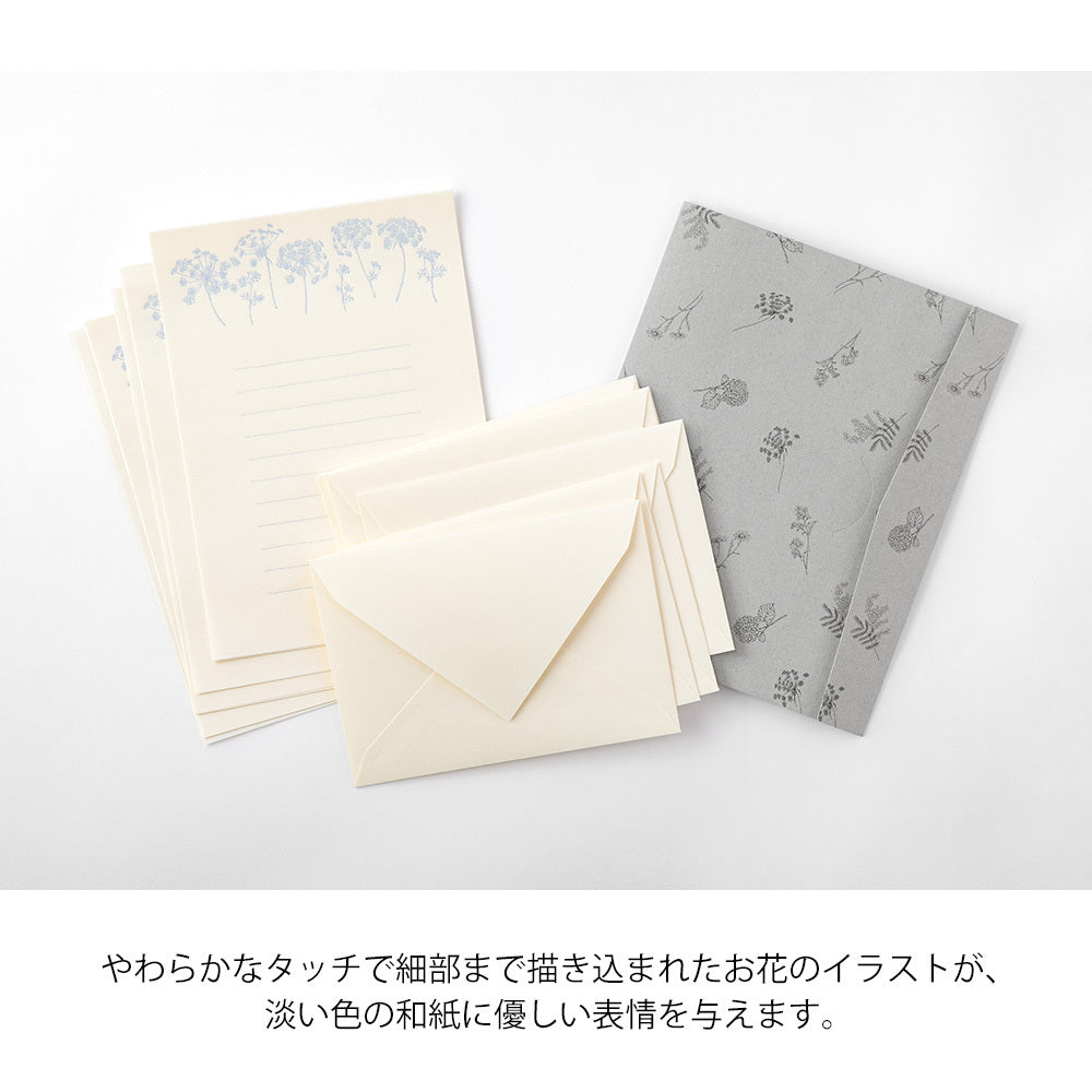Midori - Letter Set Flower Color Washi Paper White-Briefpapier-DutchMills