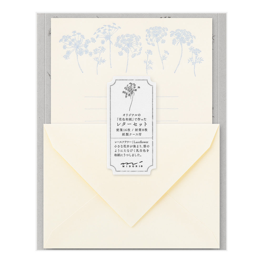 Midori - Letter Set Flower Color Washi Paper White-Briefpapier-DutchMills