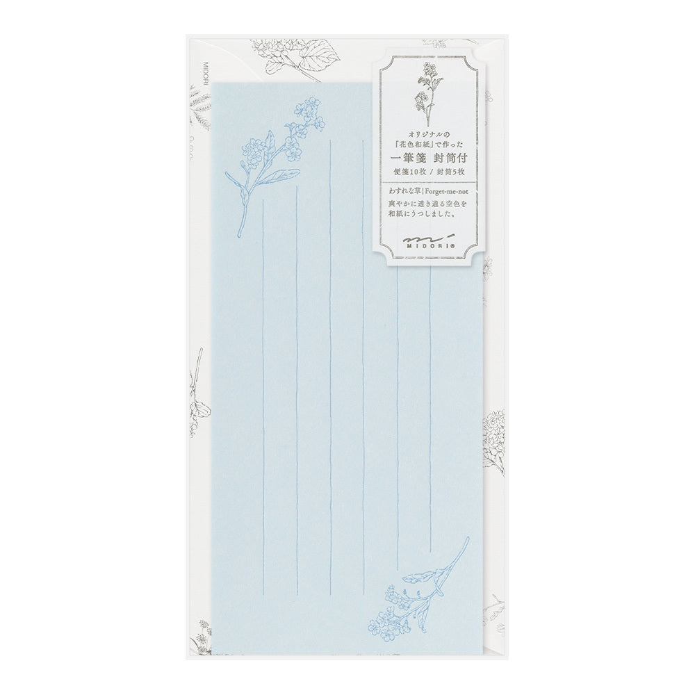 Midori - Lettter Set Flower Washi Paper - Blue-Briefpapier-DutchMills