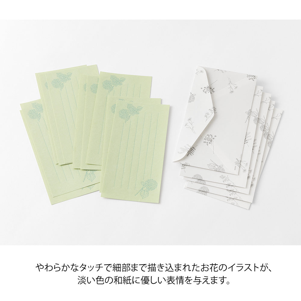 Midori - Lettter Set Flower Washi Paper - Green-Briefpapier-DutchMills