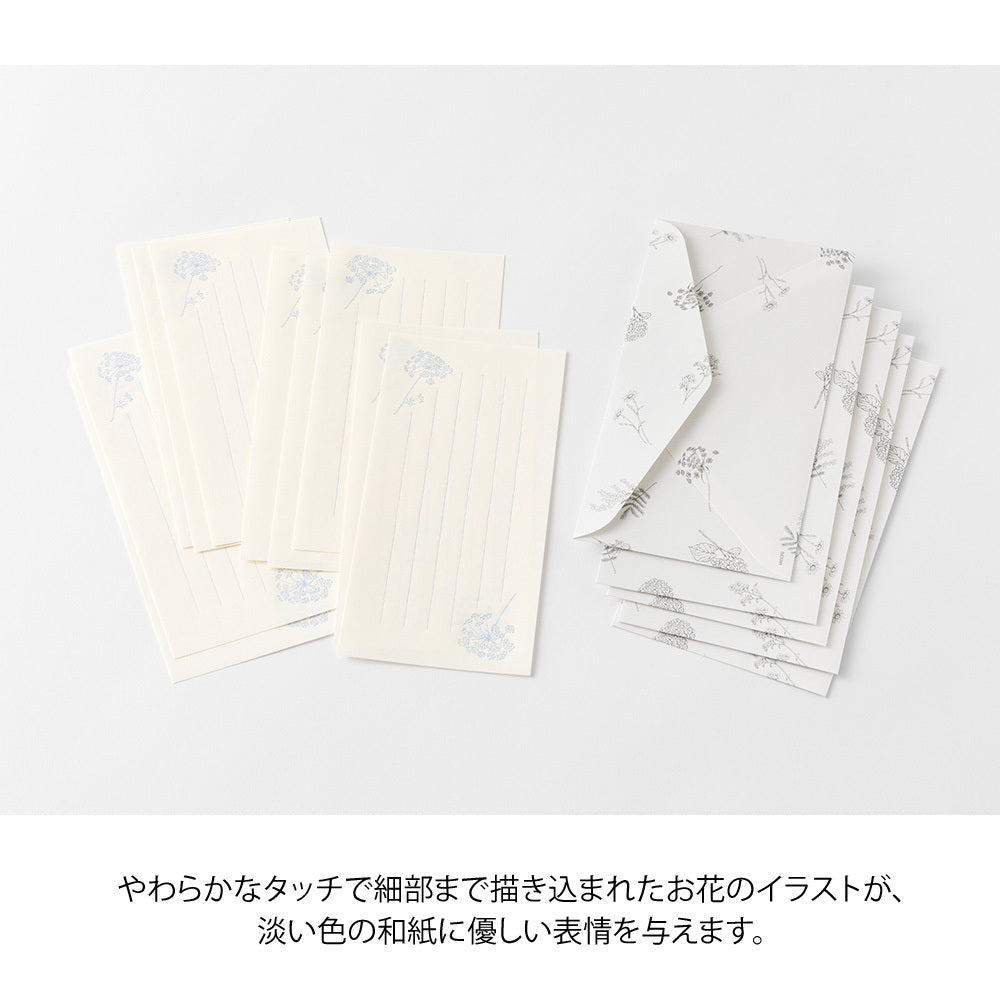 Midori - Lettter Set Flower Washi Paper - White-Briefpapier-DutchMills