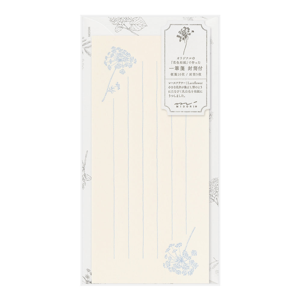 Midori - Lettter Set Flower Washi Paper - White-Briefpapier-DutchMills
