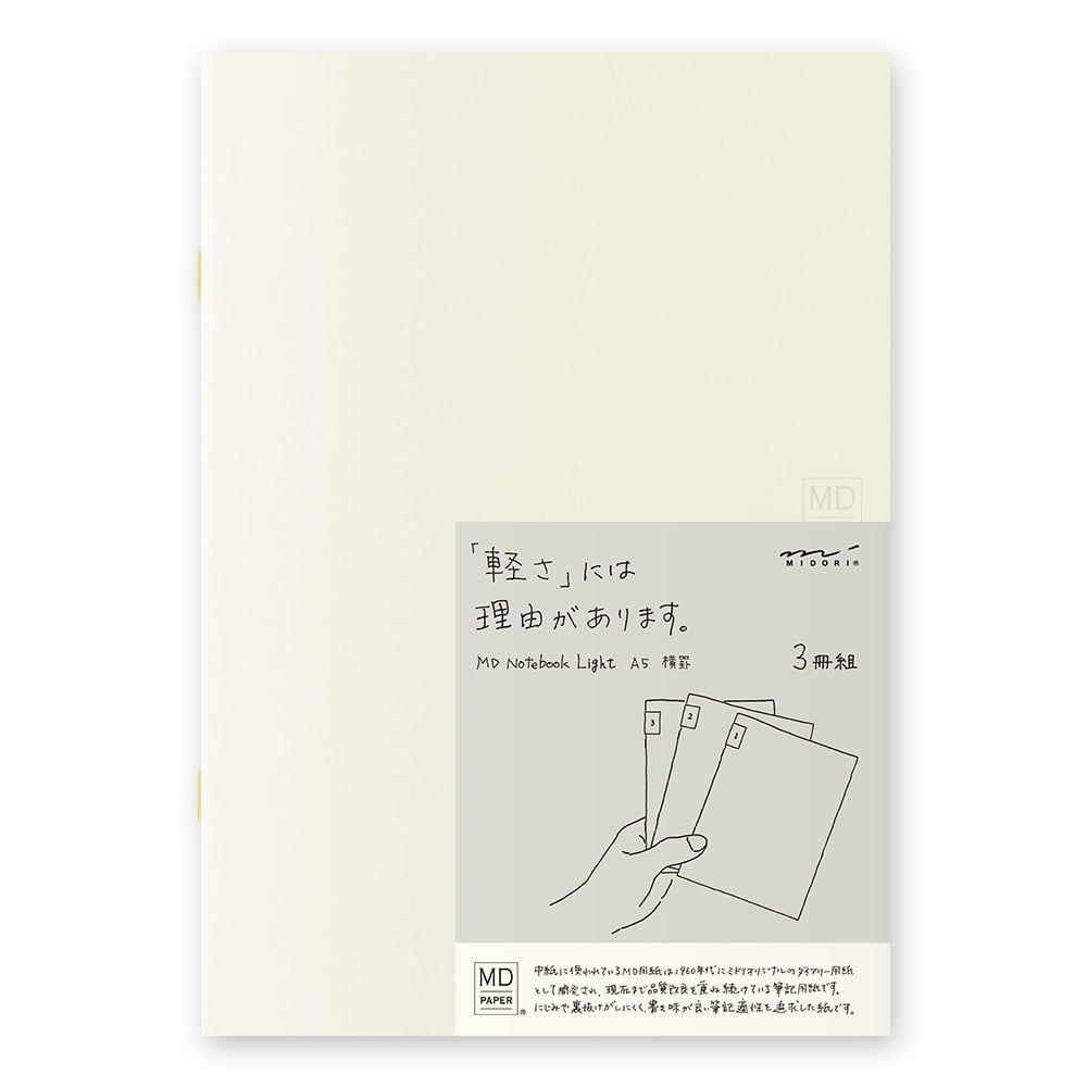 Midori - MD Notebook Light A5 Ruled (3 stuks)-Notitieboek-DutchMills