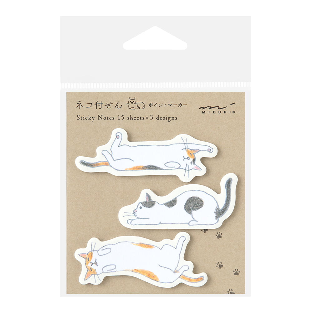 Midori - Sticky Notes - Point Cat Stretching Out-Sticky Notes-DutchMills