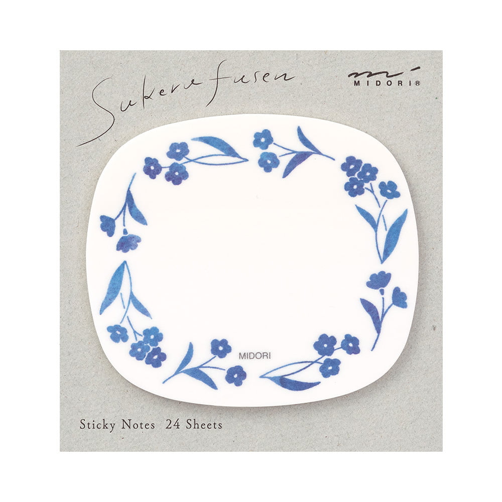 Midori - Sticky Notes Transparency Blue Flowers-Sticky Notes-DutchMills