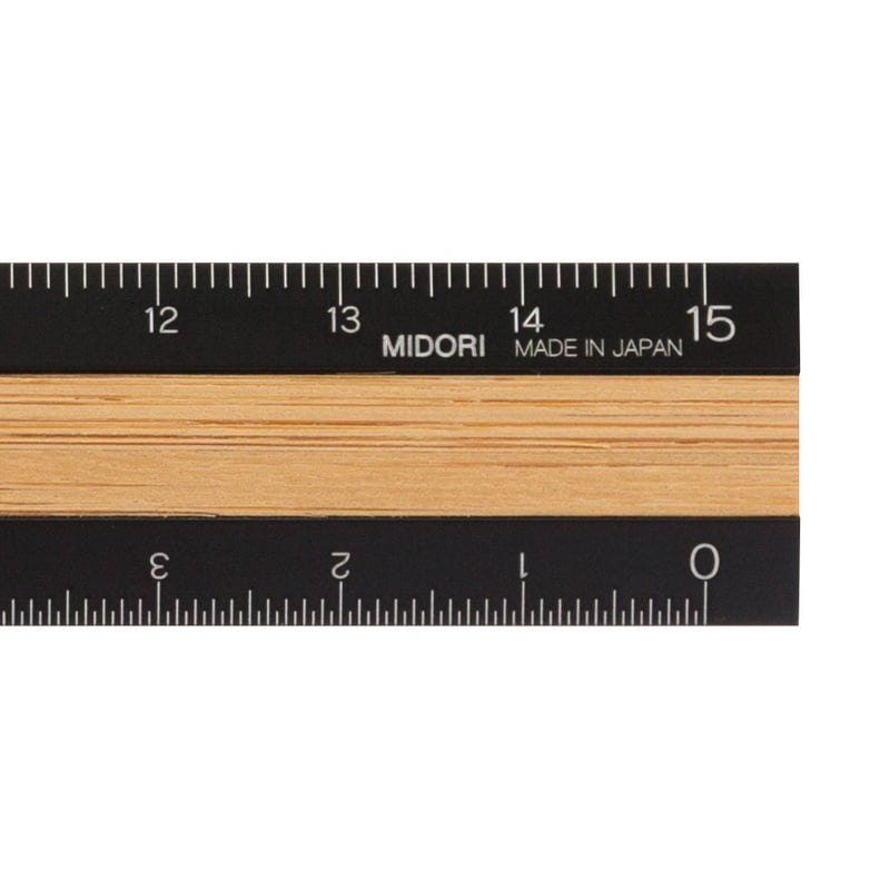 Midori - Wooden Ruler 15 cm - Black-Liniaal-DutchMills
