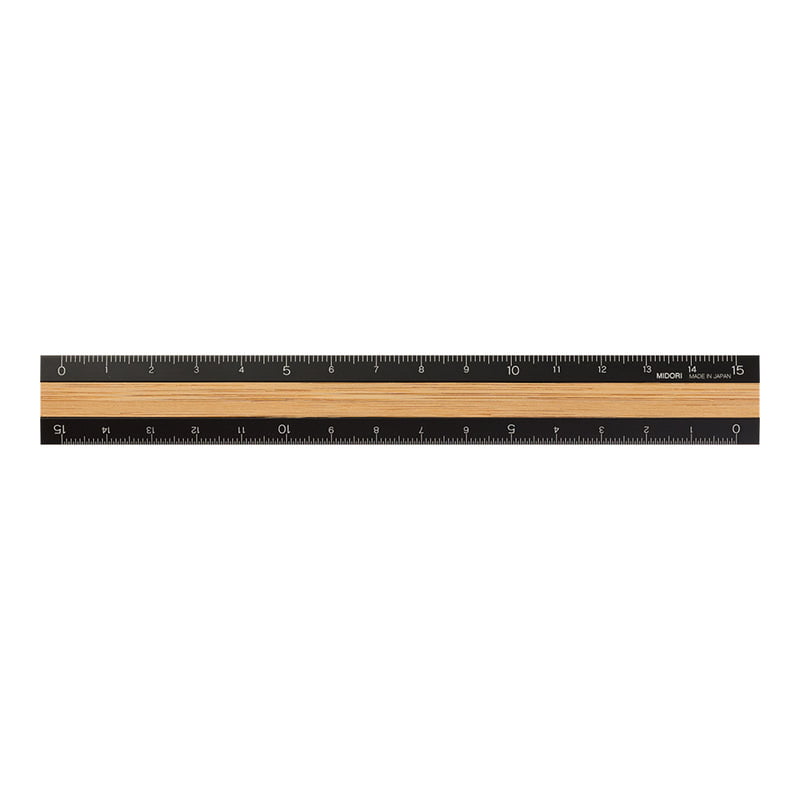 Midori - Wooden Ruler 15 cm - Black-Liniaal-DutchMills