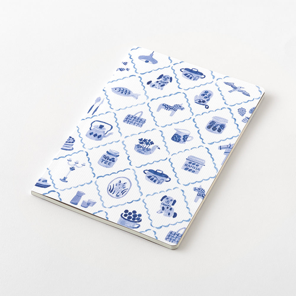 Midori - Yuru Log Notebook B6 Blue Scandanavian Pattern-Notitieboek-DutchMills