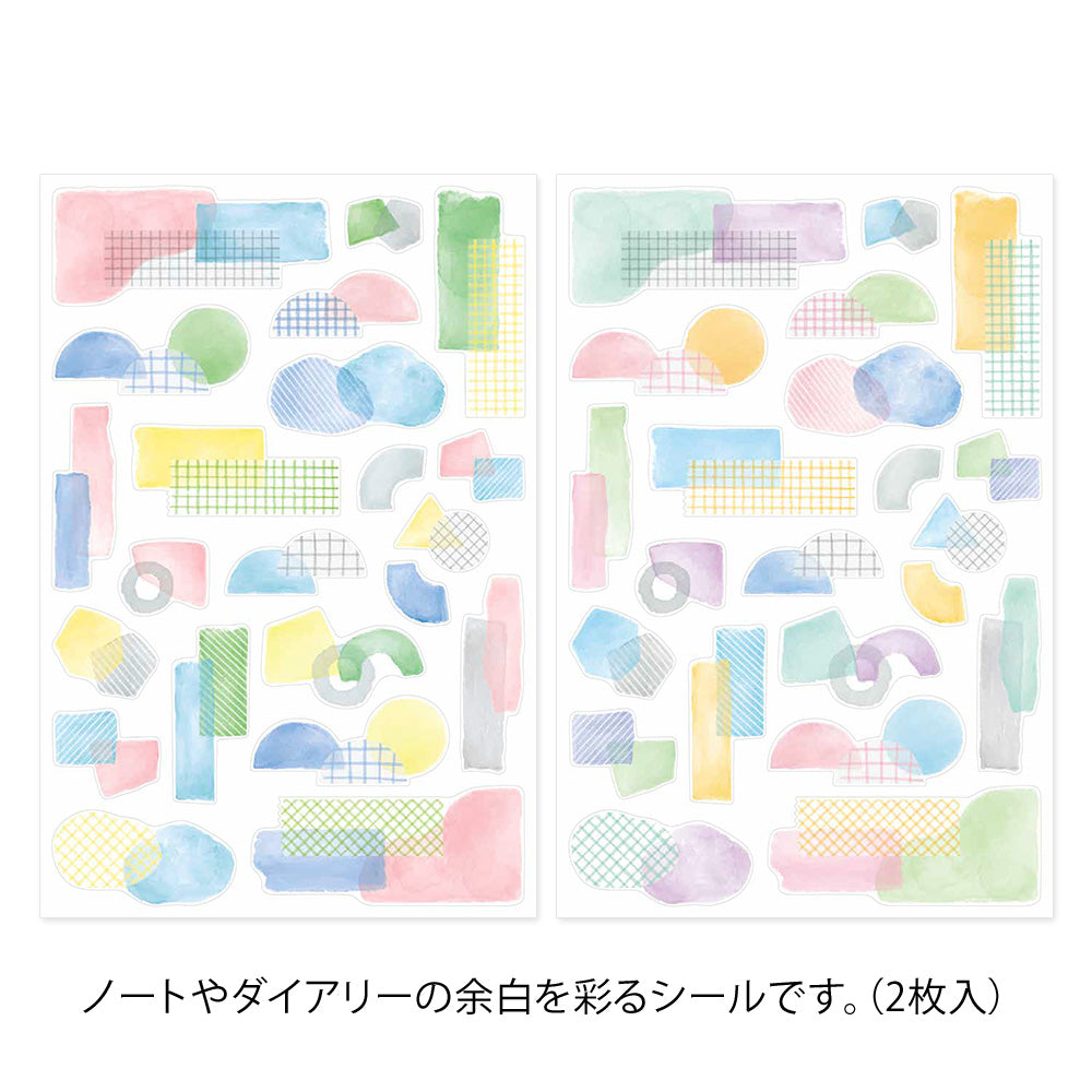 Midori - Yuru Log Sticker Two Sheets Collage Watercolour Motif-Sticker-DutchMills