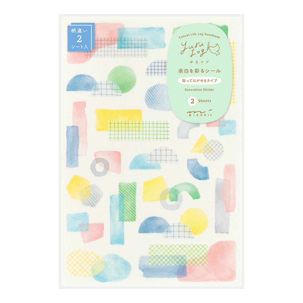 Midori - Yuru Log Sticker Two Sheets Collage Watercolour Motif-Sticker-DutchMills