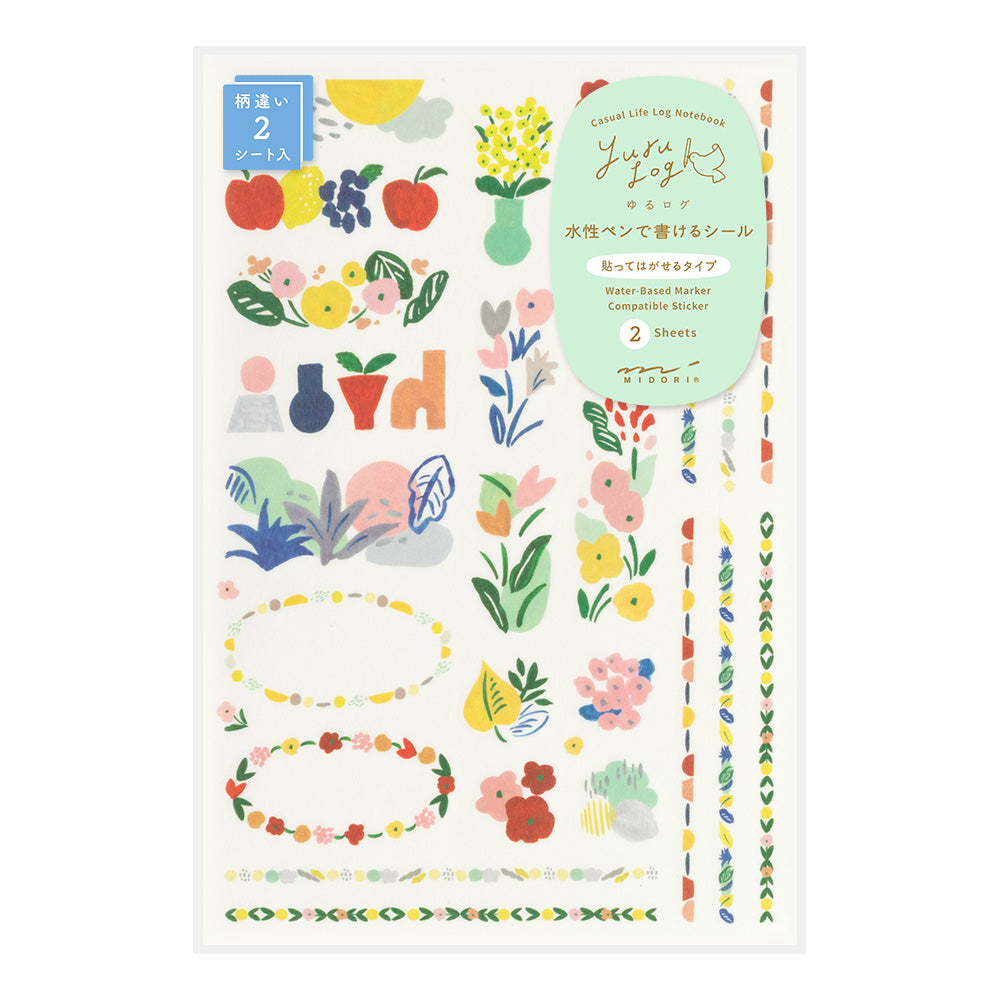 Midori - Yuru Log Sticker Two Sheets Motif Textile-Sticker-DutchMills