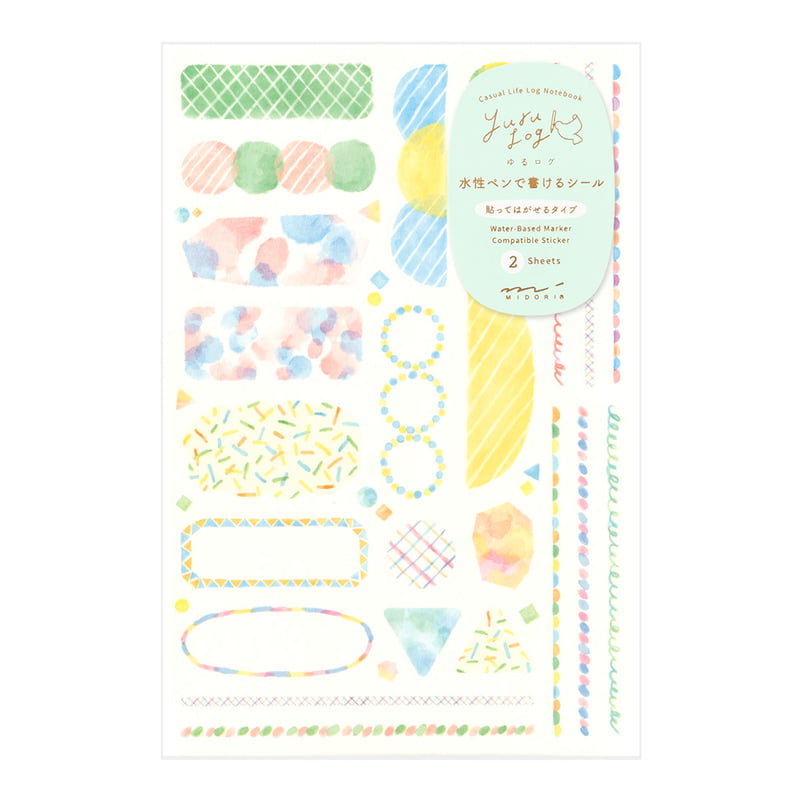 Midori - Yuru Log Sticker Two Sheets Watercolour-Sticker-DutchMills