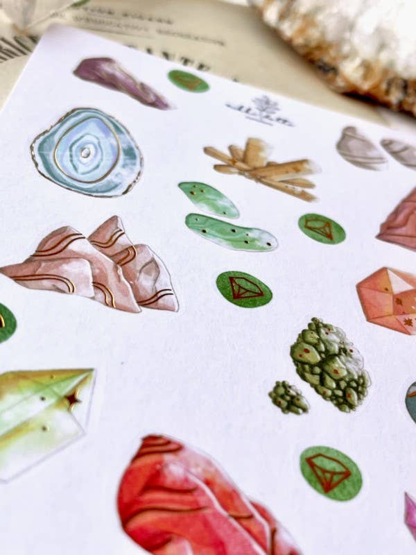 Sticker sheet - Gems Gold foil-Sticker-DutchMills