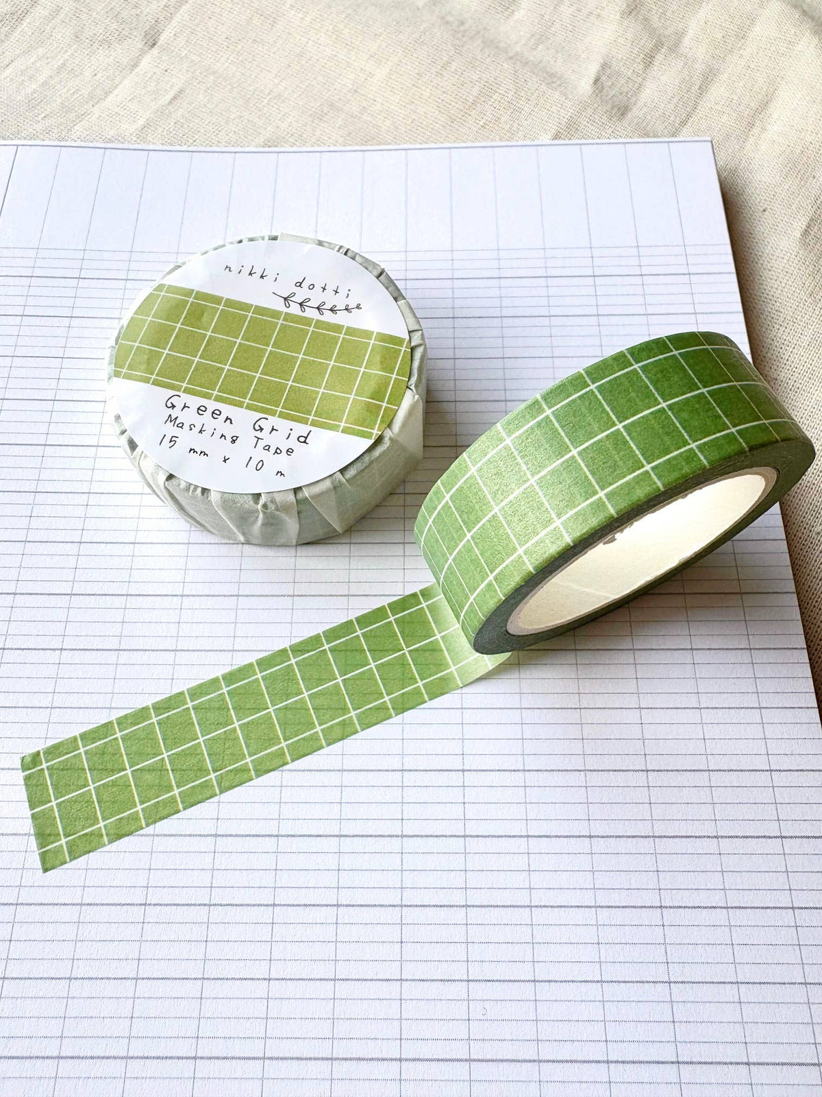 Washi tape - Green grid-DutchMills