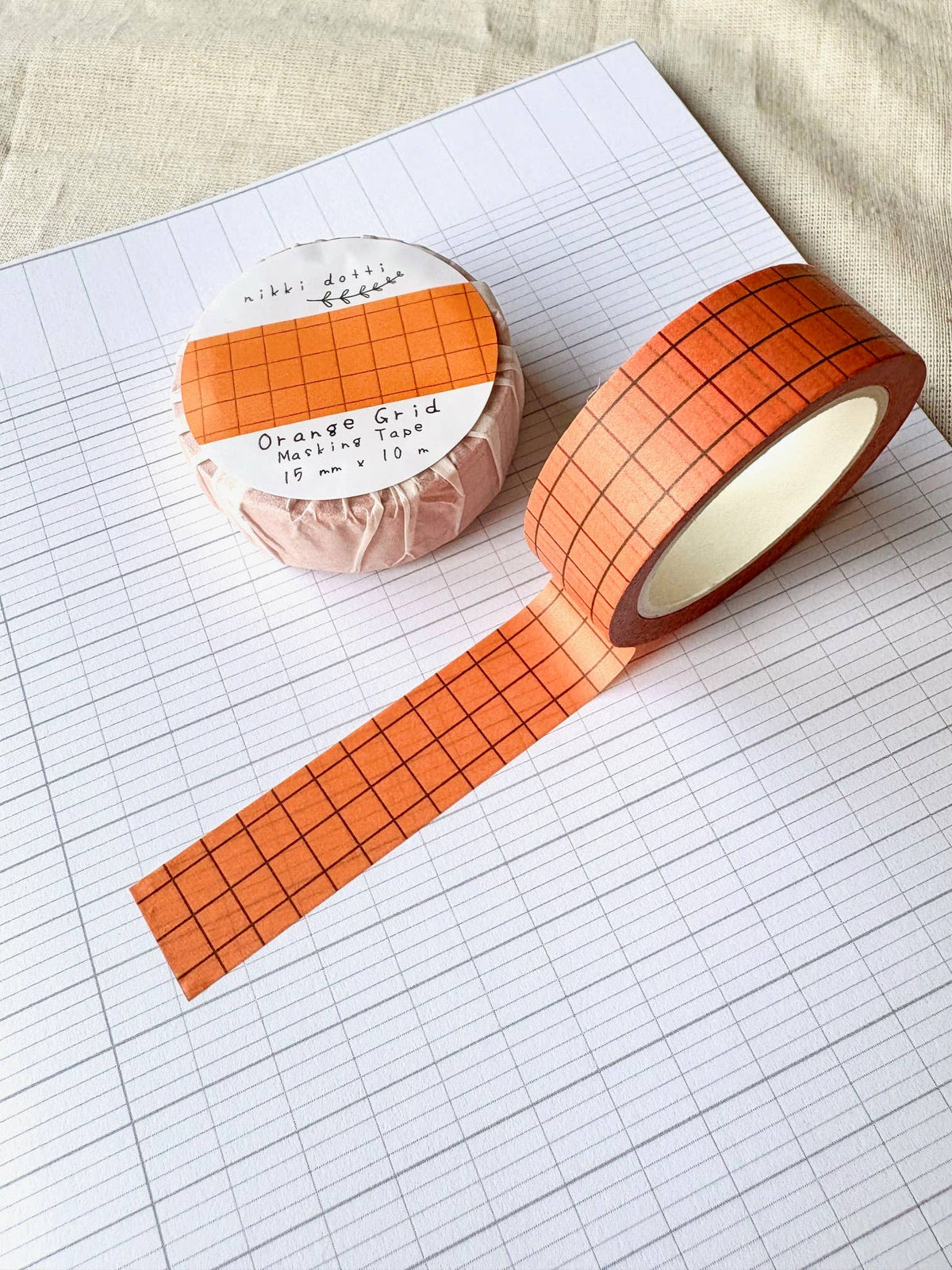 Washi tape - Orange grid-DutchMills