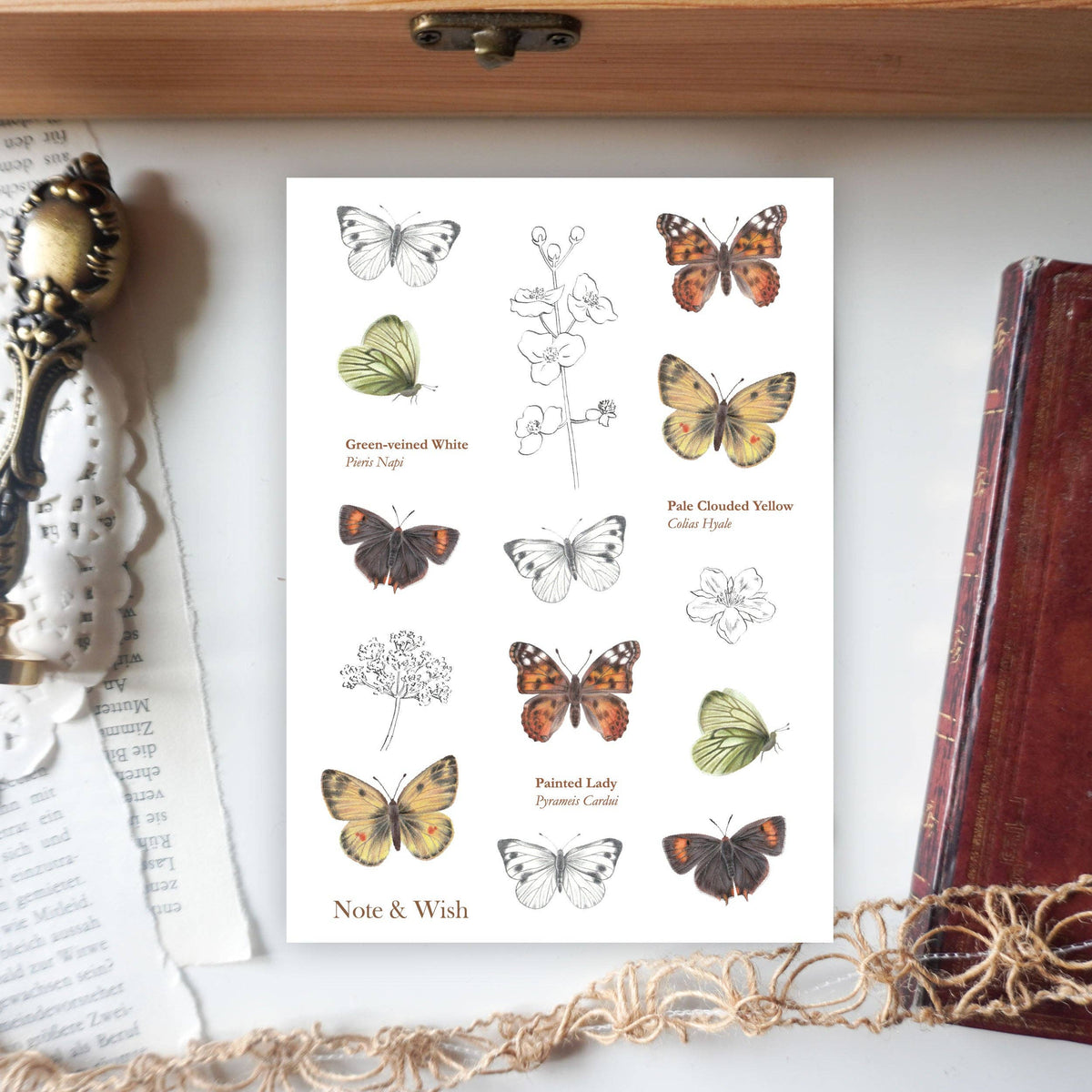 Butterfly & Flowers - Washi Paper Sticker Sheet-DutchMills