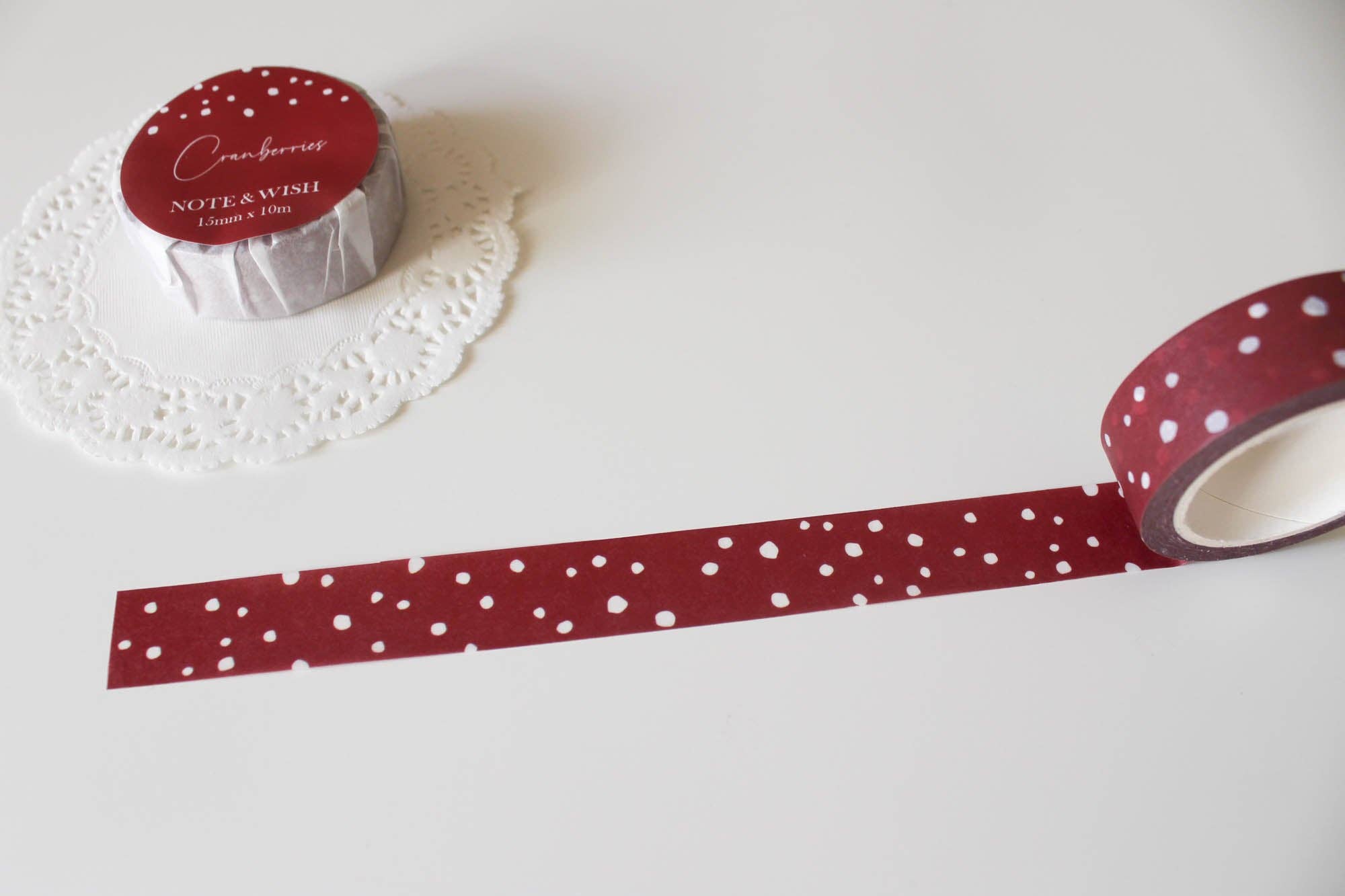 Cranberries & Shortbread Dotted Washi Tape: Cranberries (Red)-DutchMills