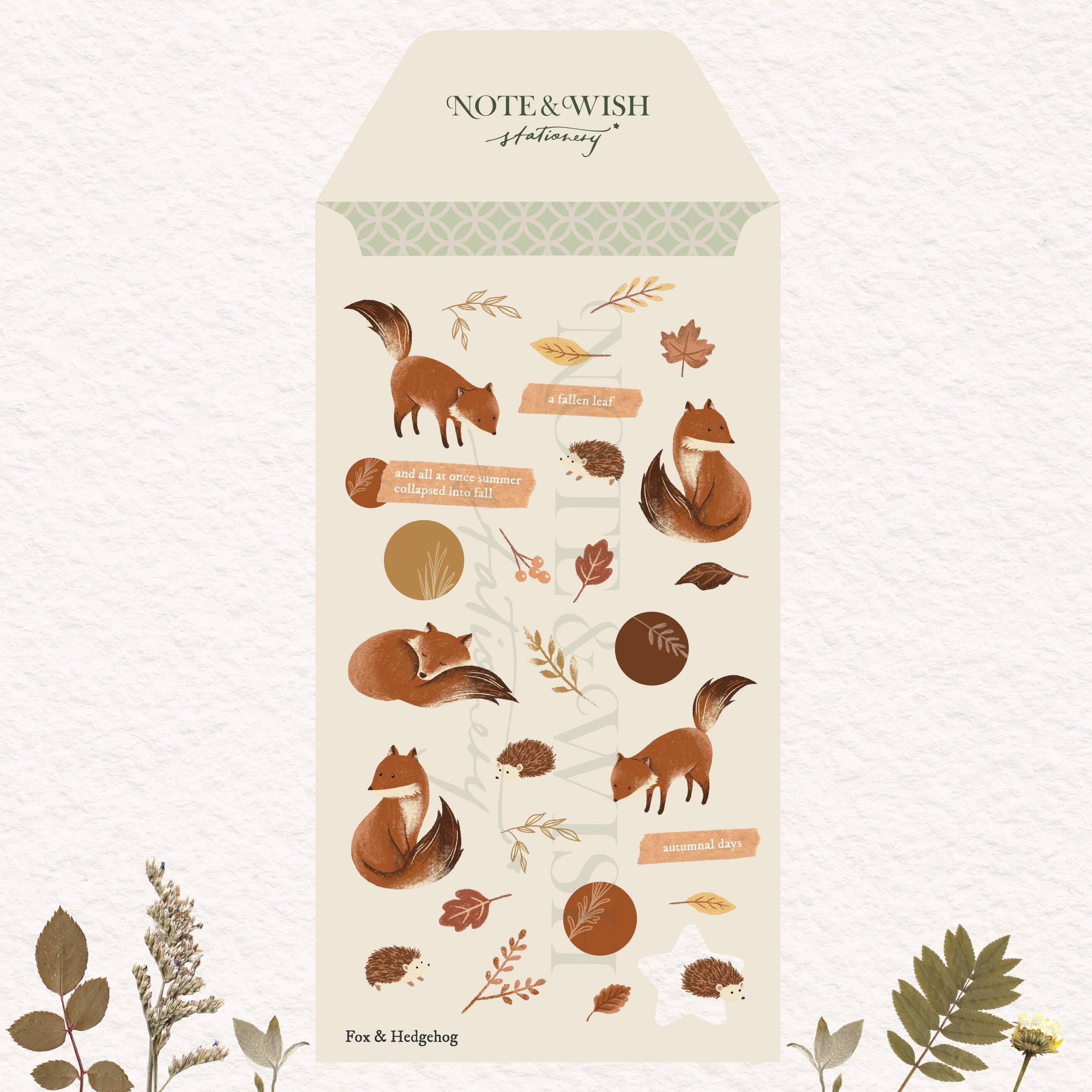 Cosy Woodland Autumn Stickers - Fox & Hedgehog Washi Sticker Sheet-DutchMills