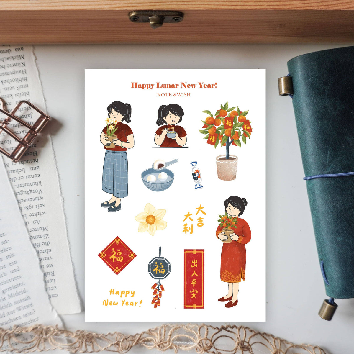 Lunar New Year Girls - Washi Sticker Sheet-DutchMills