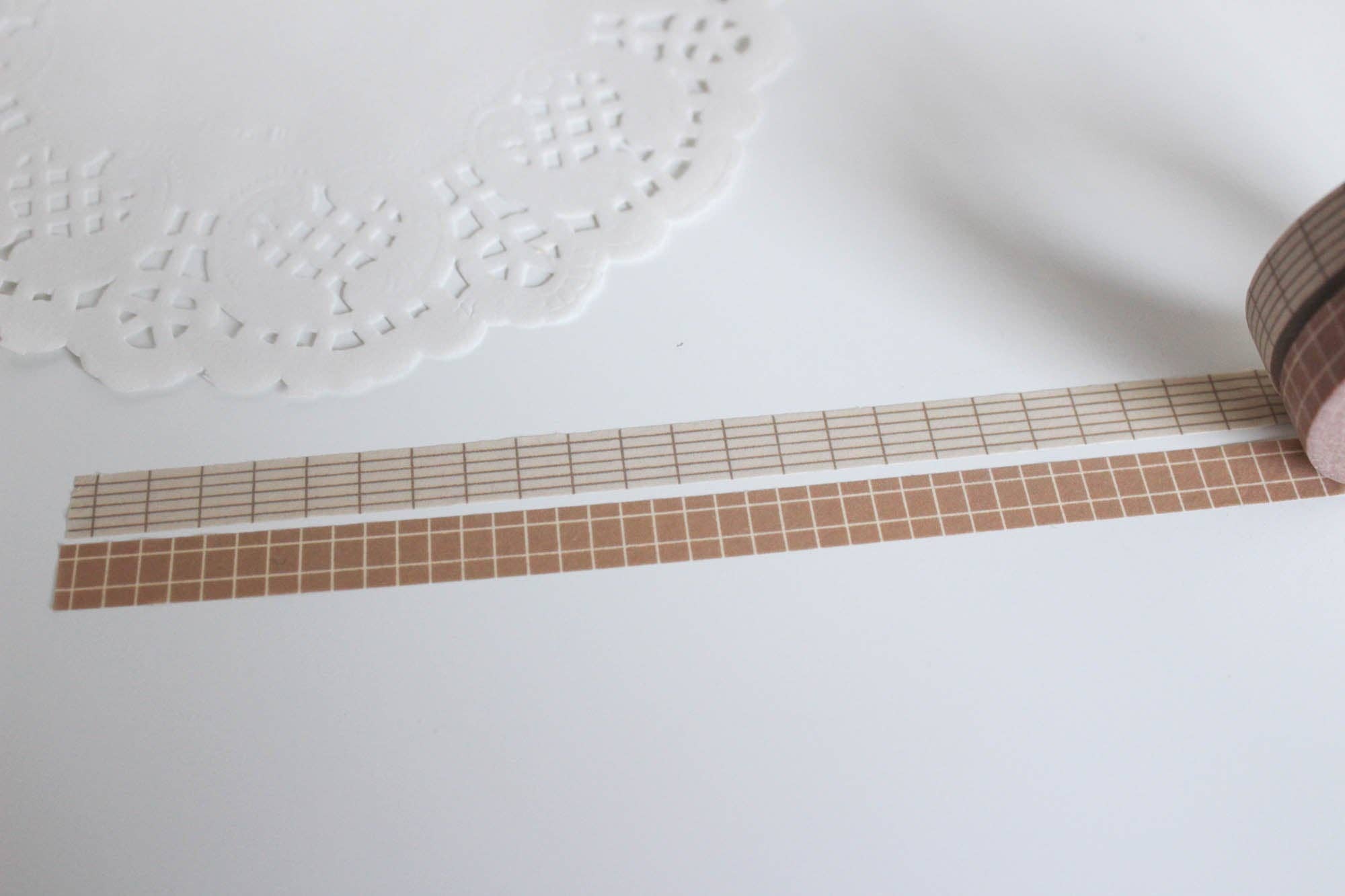 Parchment and Ash Mini Grid Washi Tape Set, Note & Wish Washi: Parchment Mini Grid (Cream)-DutchMills