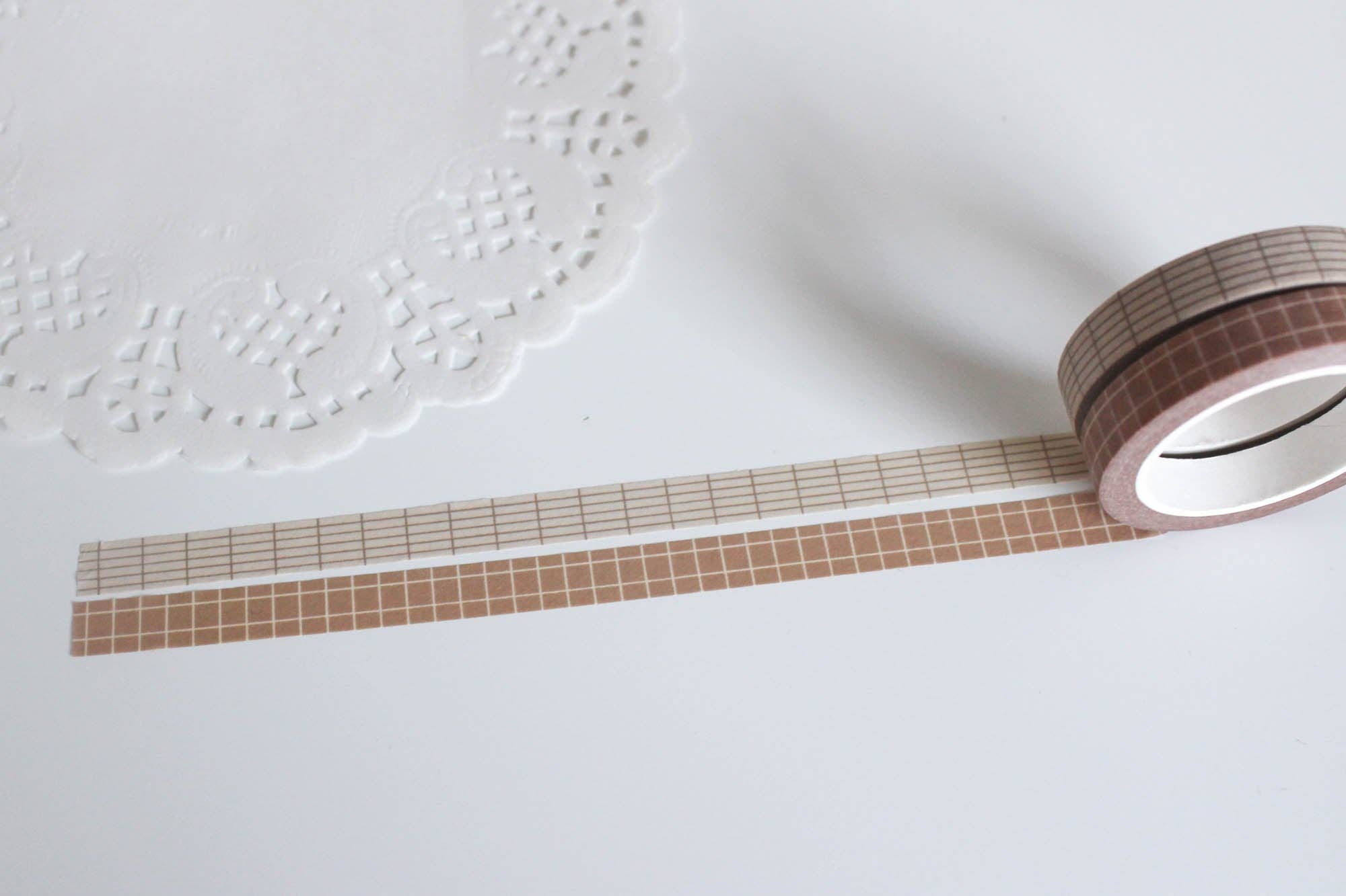 Parchment and Ash Mini Grid Washi Tape Set, Note & Wish Washi: Parchment Mini Grid (Cream)-DutchMills