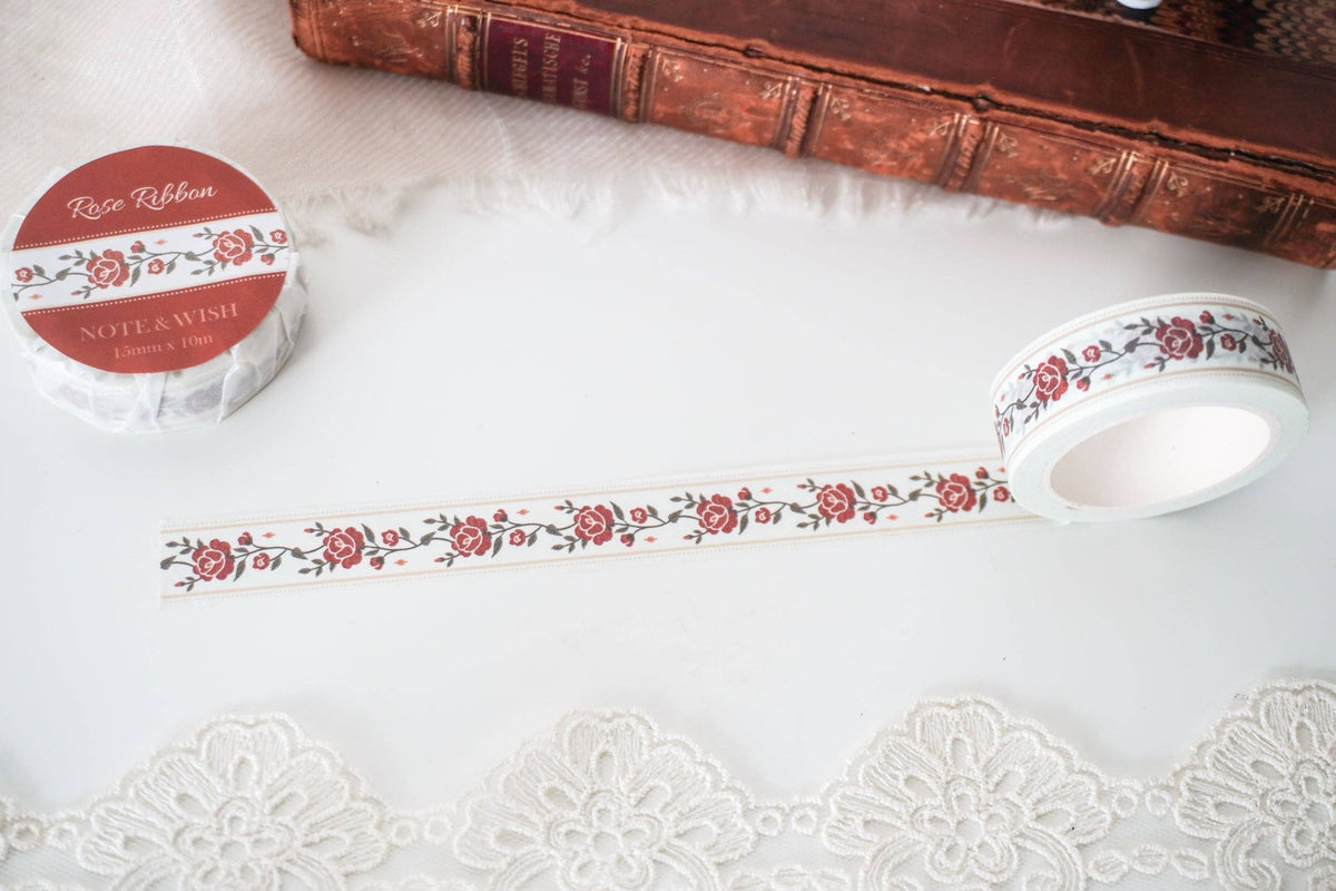 Rose Ribbon Washi Tape, Note & Wish Washi-DutchMills