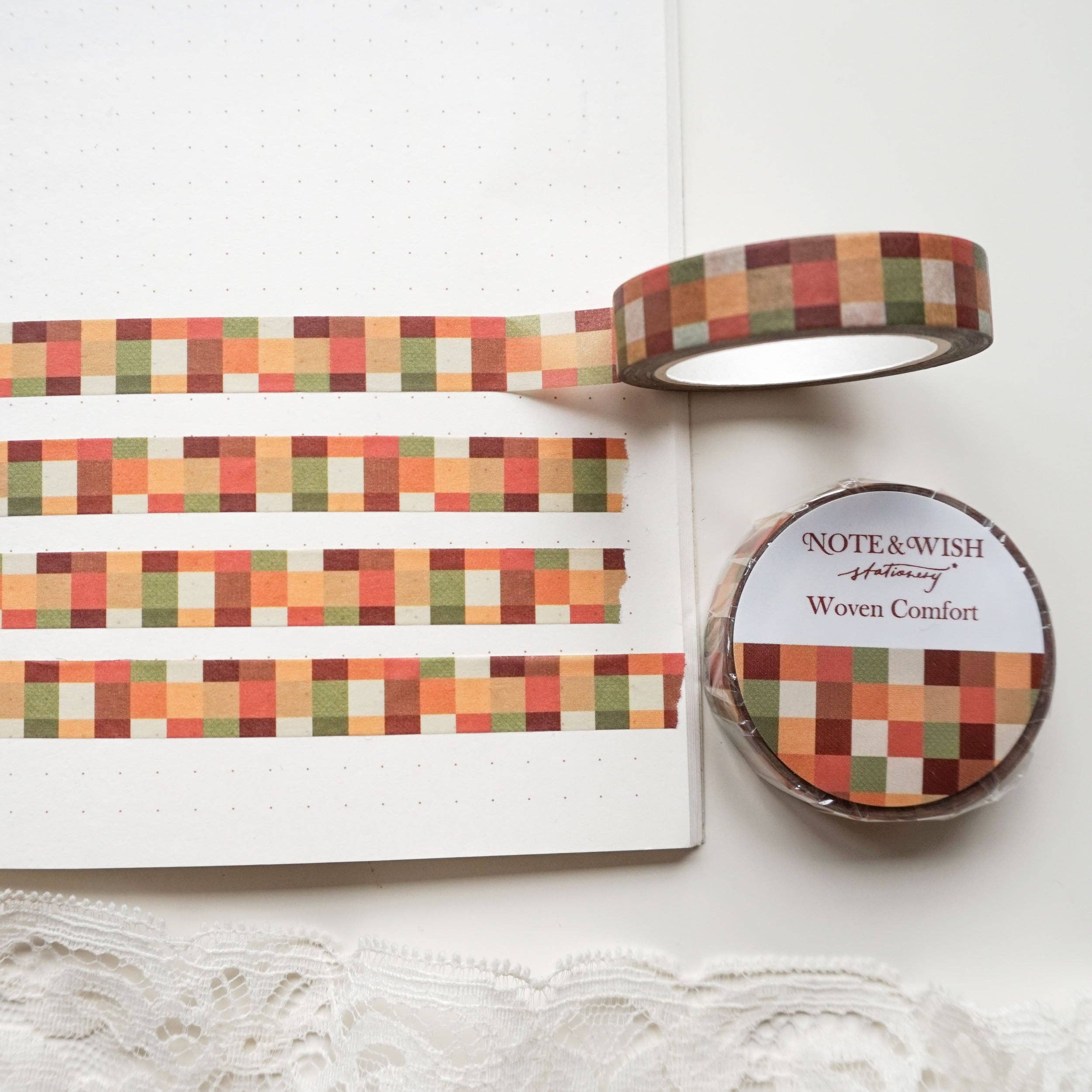 Autumn Check Washi Tape - Woven Comfort Washi Tape-DutchMills