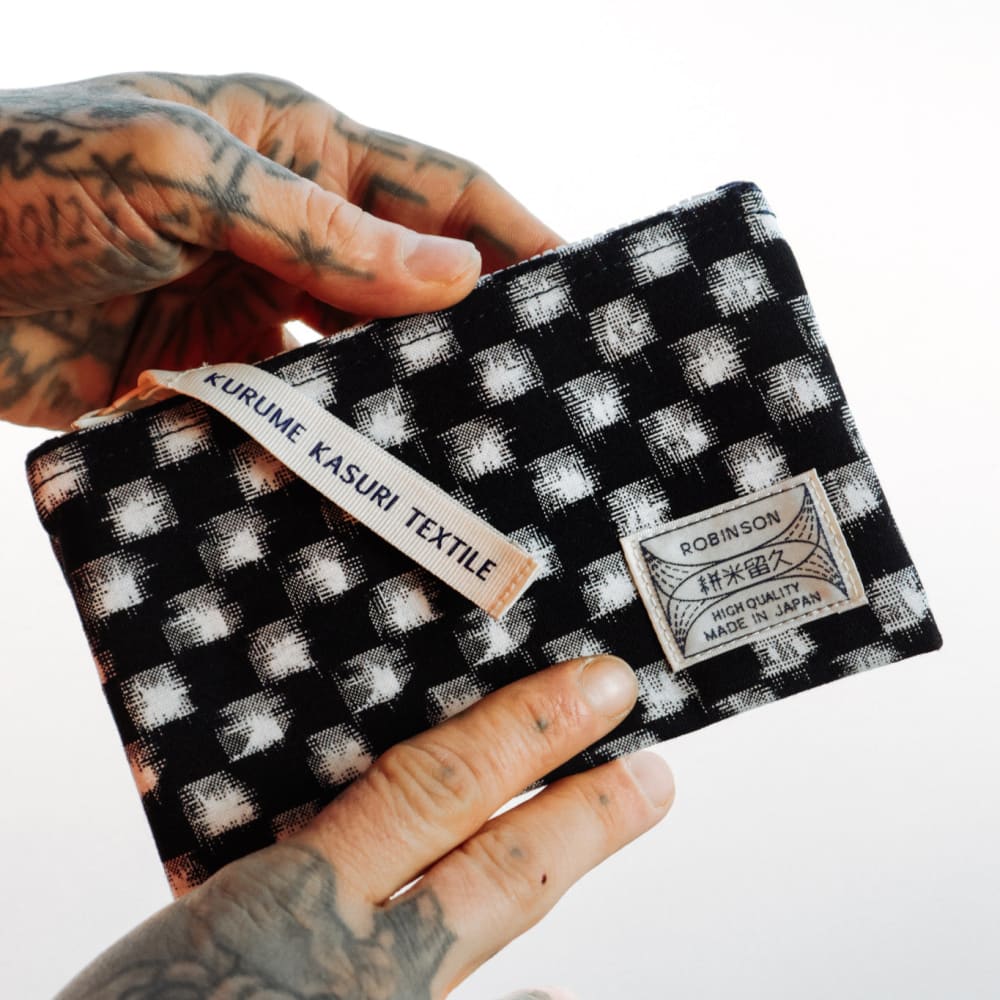 Okamoto Shoten - Pouch M Check Navy/White-Etui-DutchMills