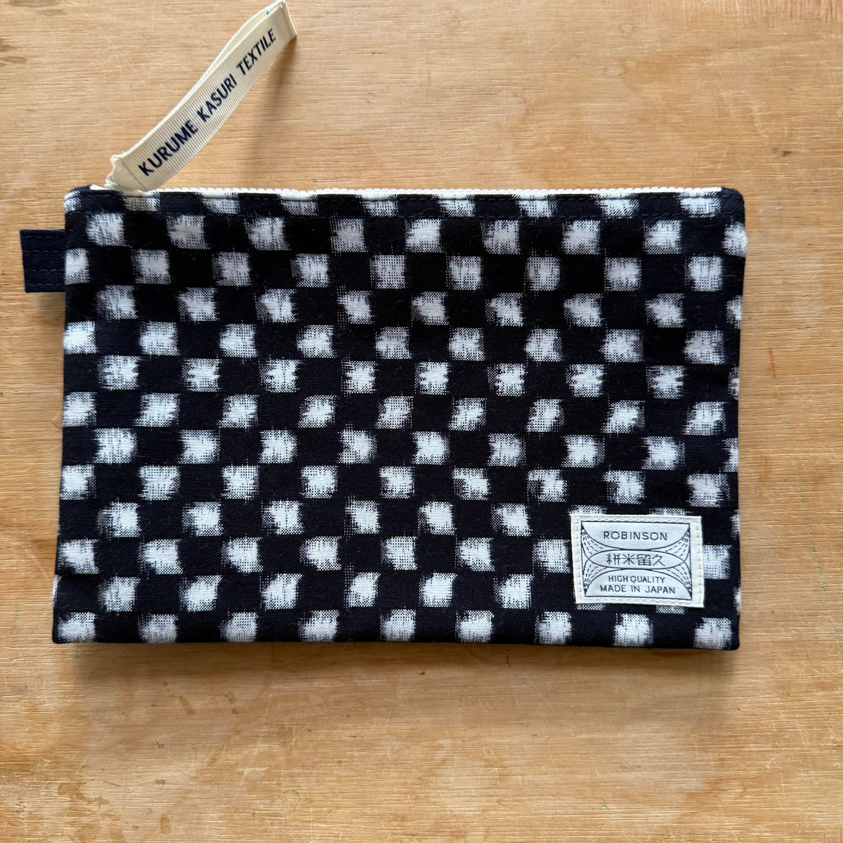 Okamoto Shoten - Pouch M Check Navy/White-Etui-DutchMills