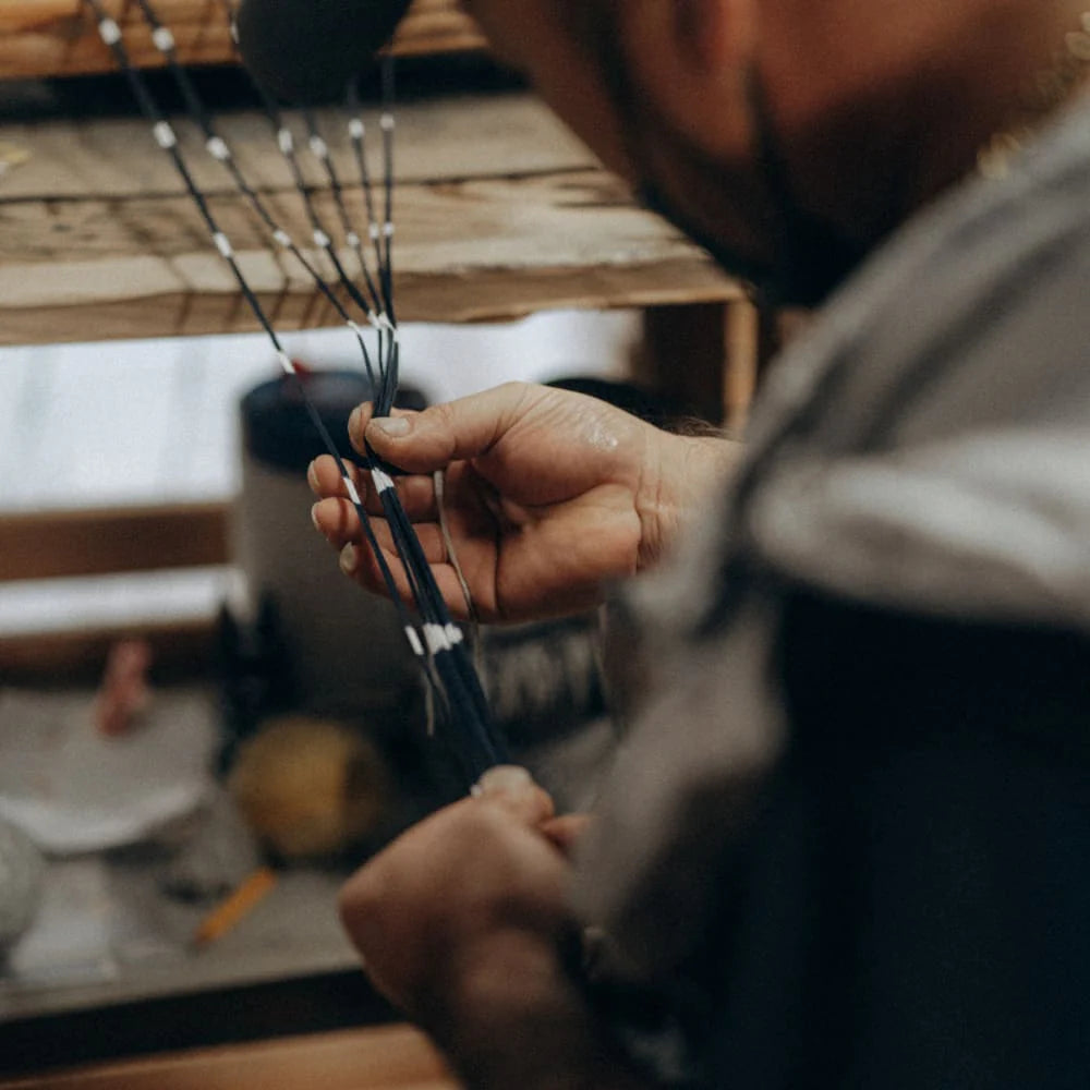 Okamoto Shoten - Pouch M Square dot Navy/White-Etui-DutchMills
