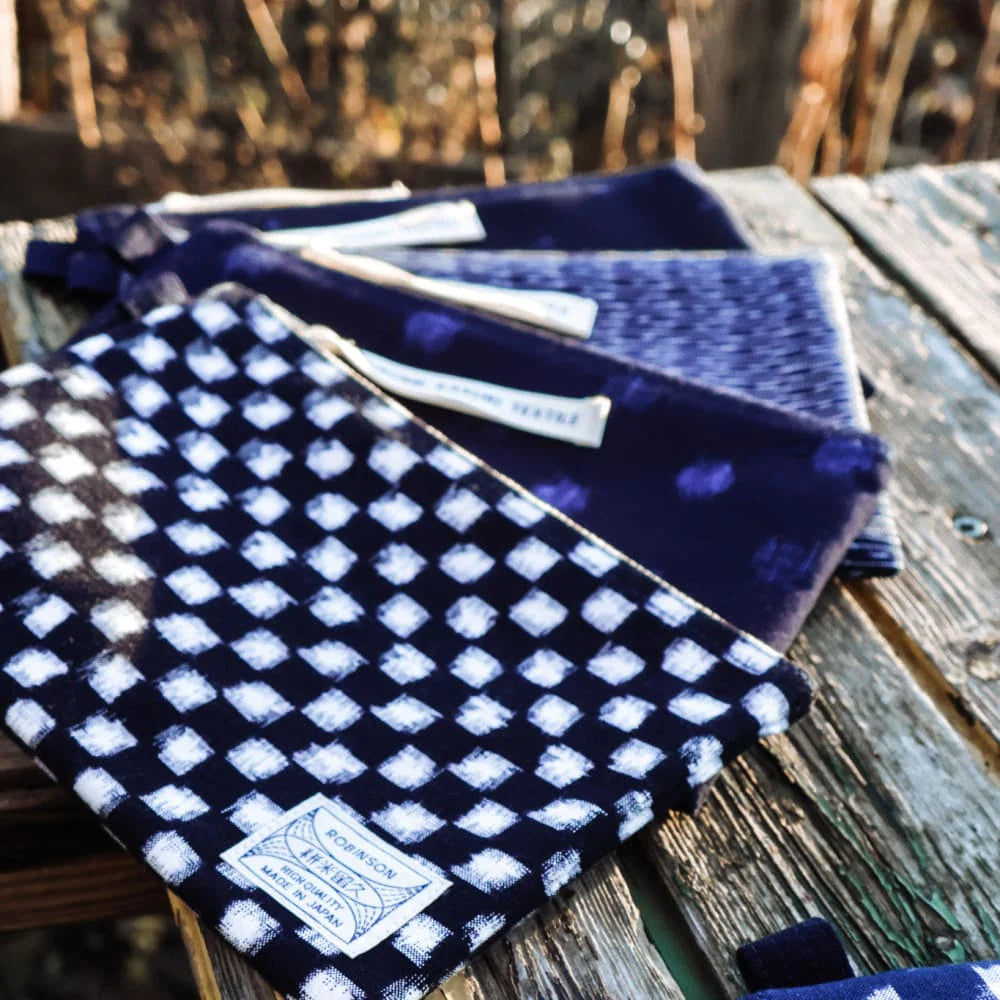 Okamoto Shoten - Pouch M Square dot Navy/White-Etui-DutchMills