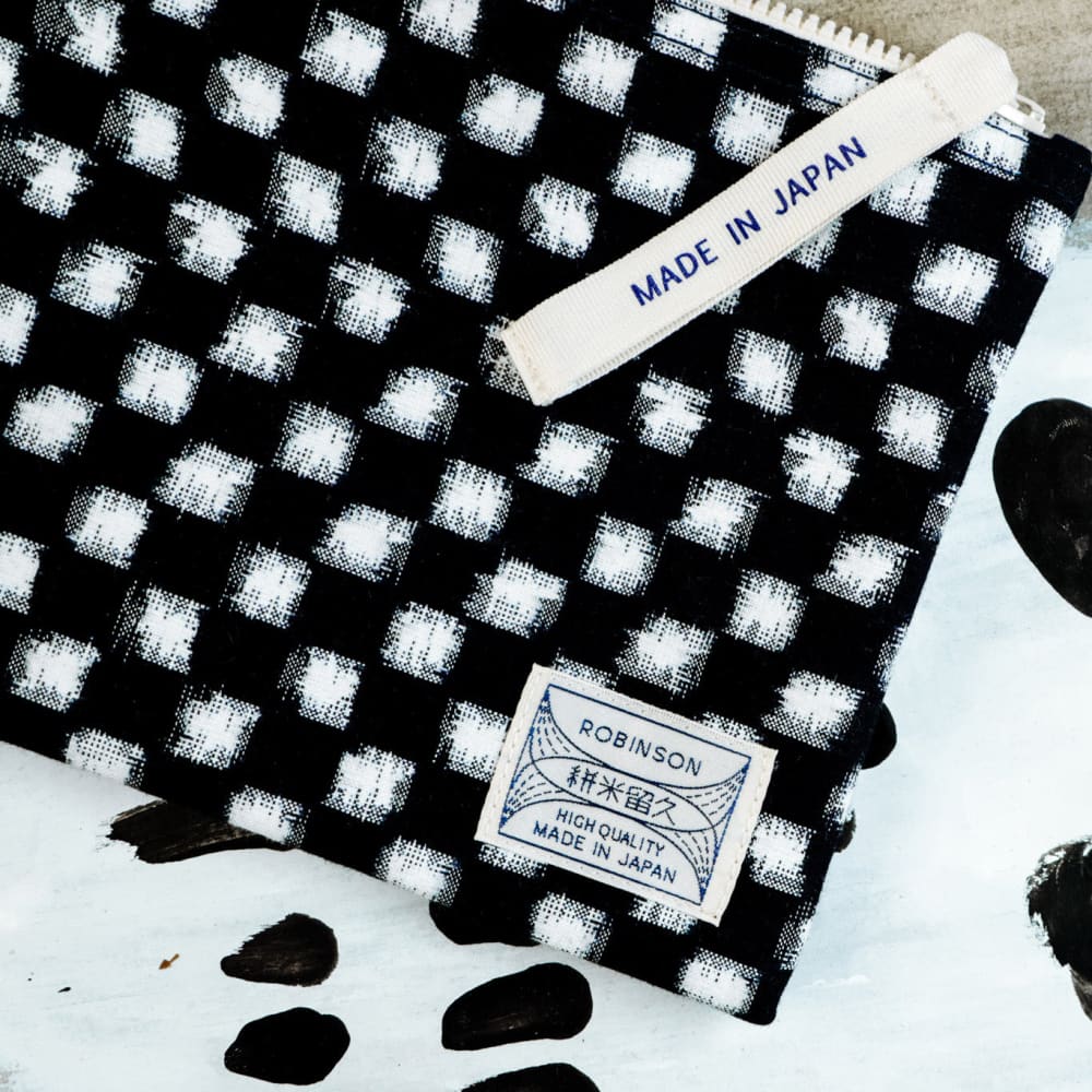 Okamoto Shoten - Pouch M Square dot Navy/White-Etui-DutchMills