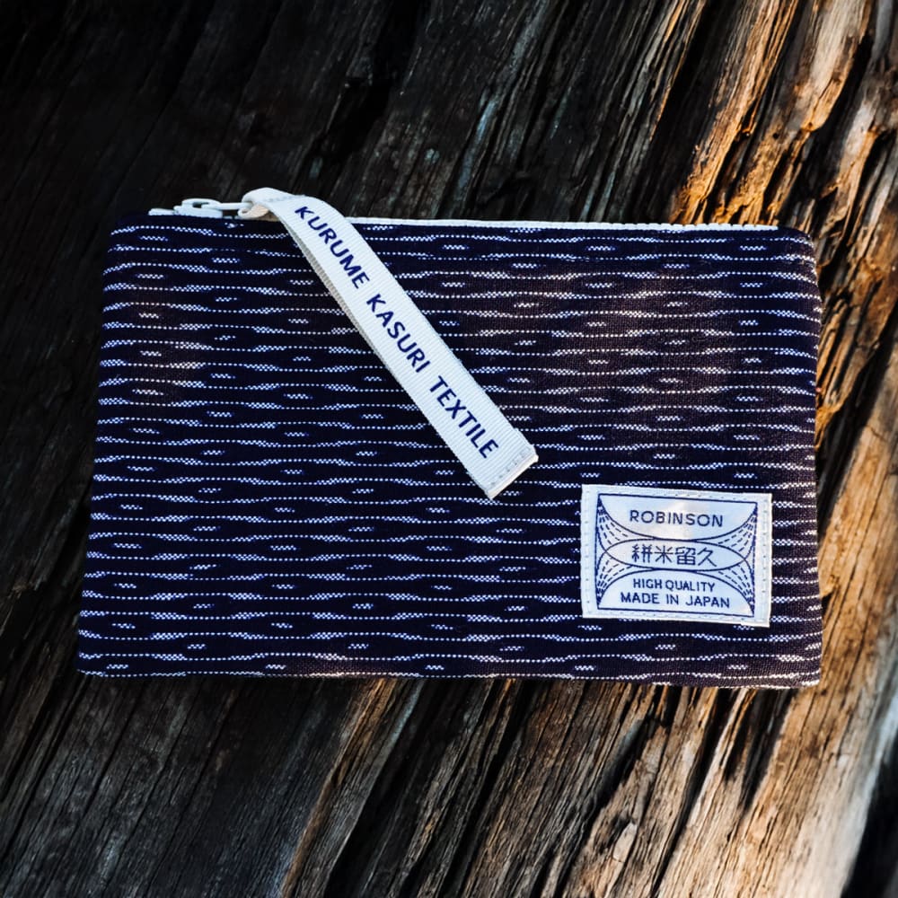 Okamoto Shoten - Pouch M Rippling wave Navy/White-Etui-DutchMills