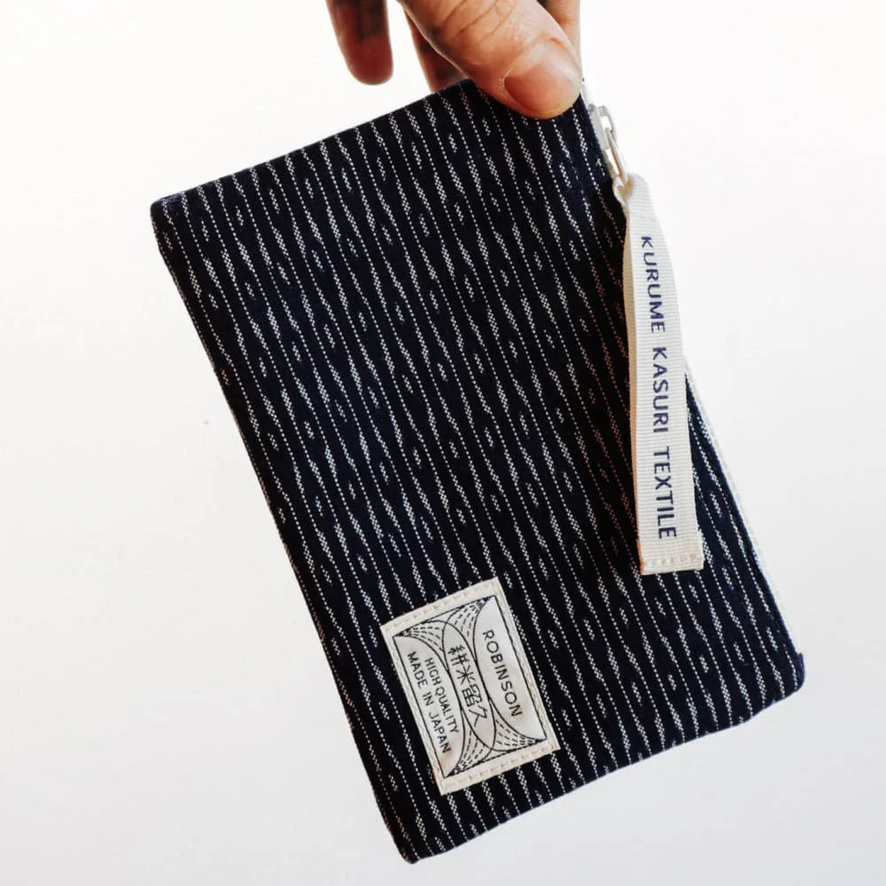 Okamoto Shoten - Pouch M Rippling wave Navy/White-Etui-DutchMills