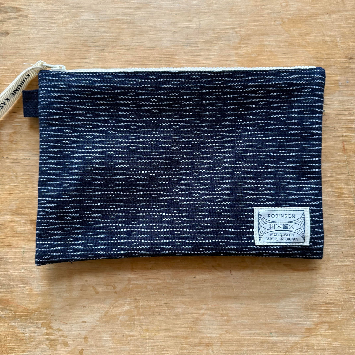 Okamoto Shoten - Pouch M Rippling Wave Navy/White-Etui-DutchMills