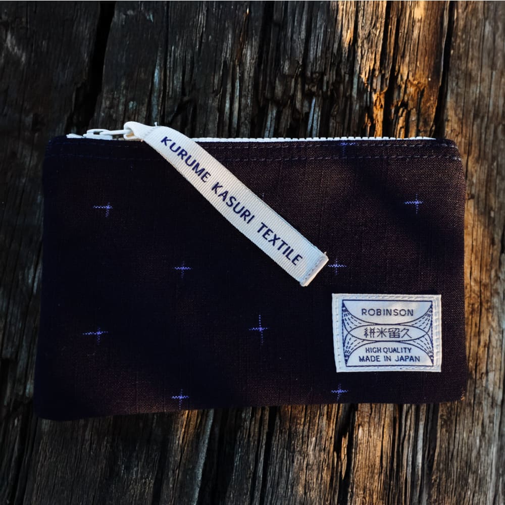 Okamoto Shoten - Pouch M Small cross Navy/Blue-Etui-DutchMills