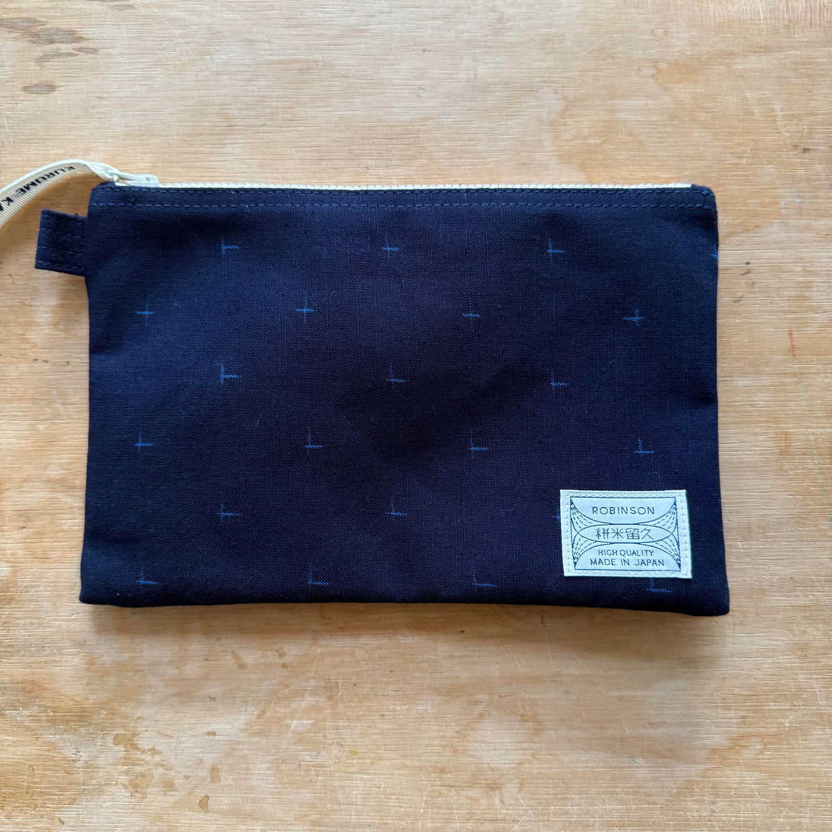 Okamoto Shoten - Pouch M Small cross Navy/Blue-Etui-DutchMills