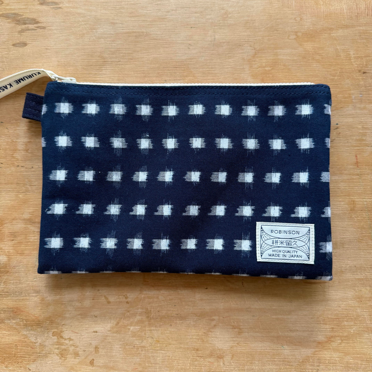 Okamoto Shoten - Pouch M Square Dot Navy/White-Etui-DutchMills